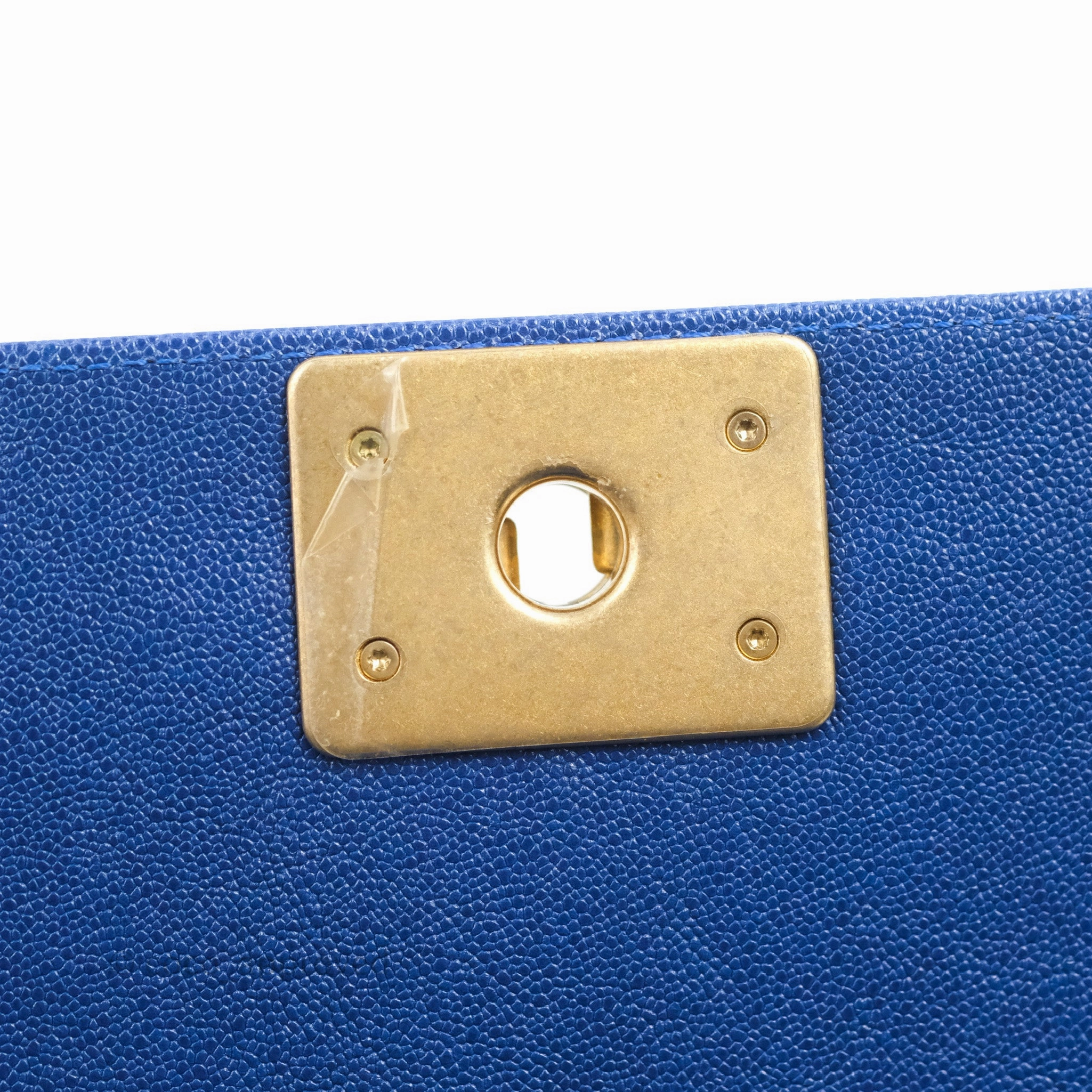 Chanel Quilted Medium Boy Blue Caviar Aged Gold Hardware