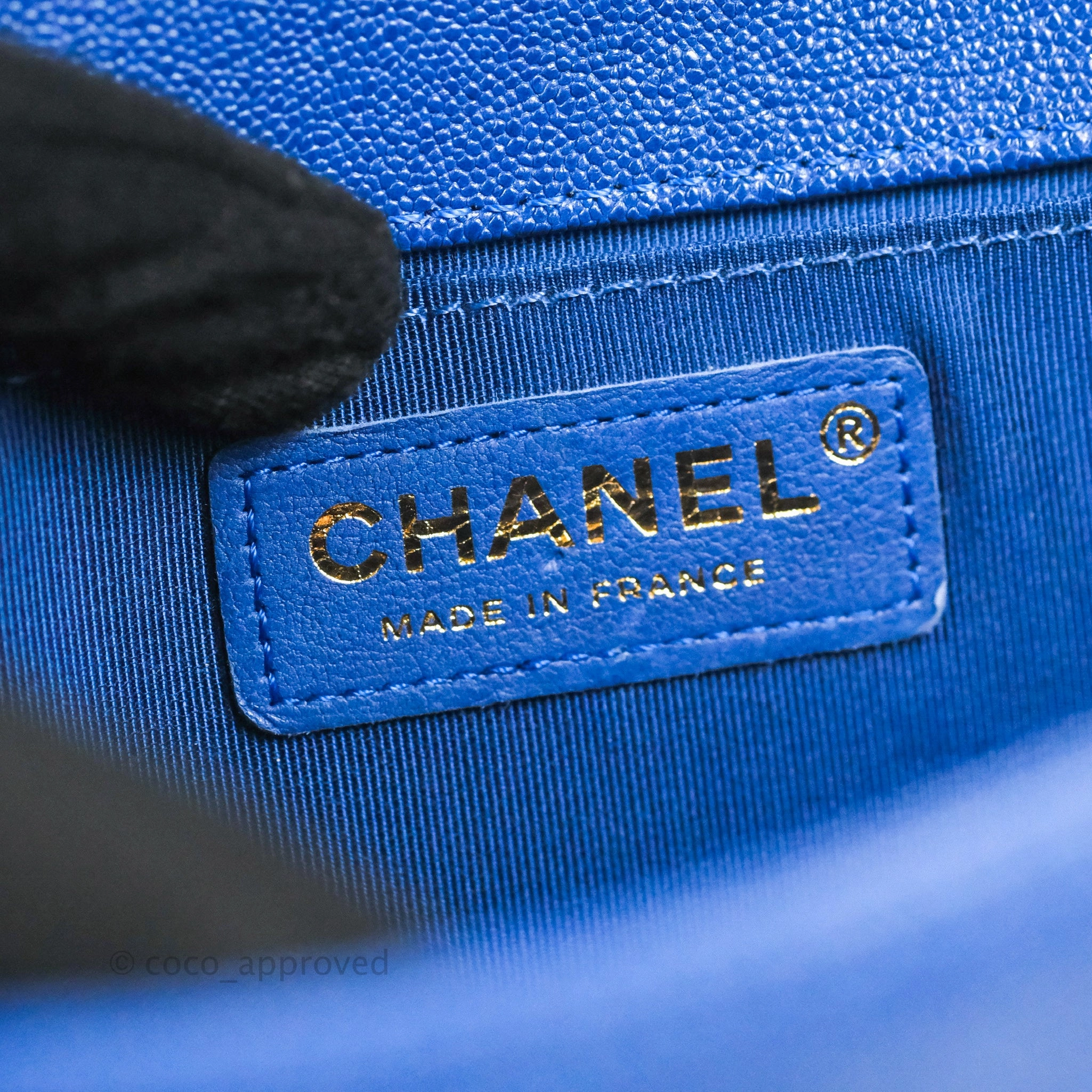 Chanel Quilted Medium Boy Blue Caviar Aged Gold Hardware