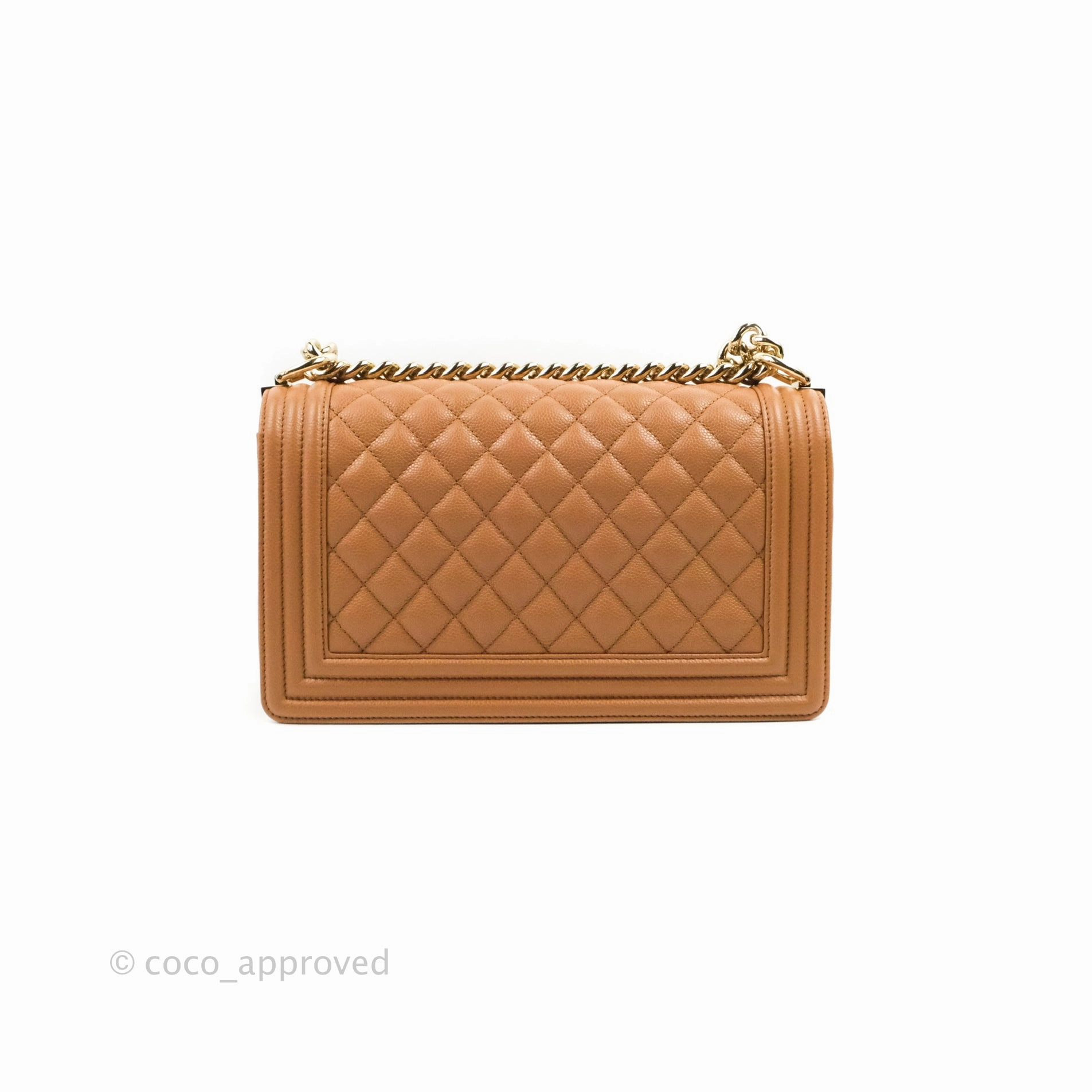 Chanel Quilted Medium Boy Caramel Caviar Gold Hardware