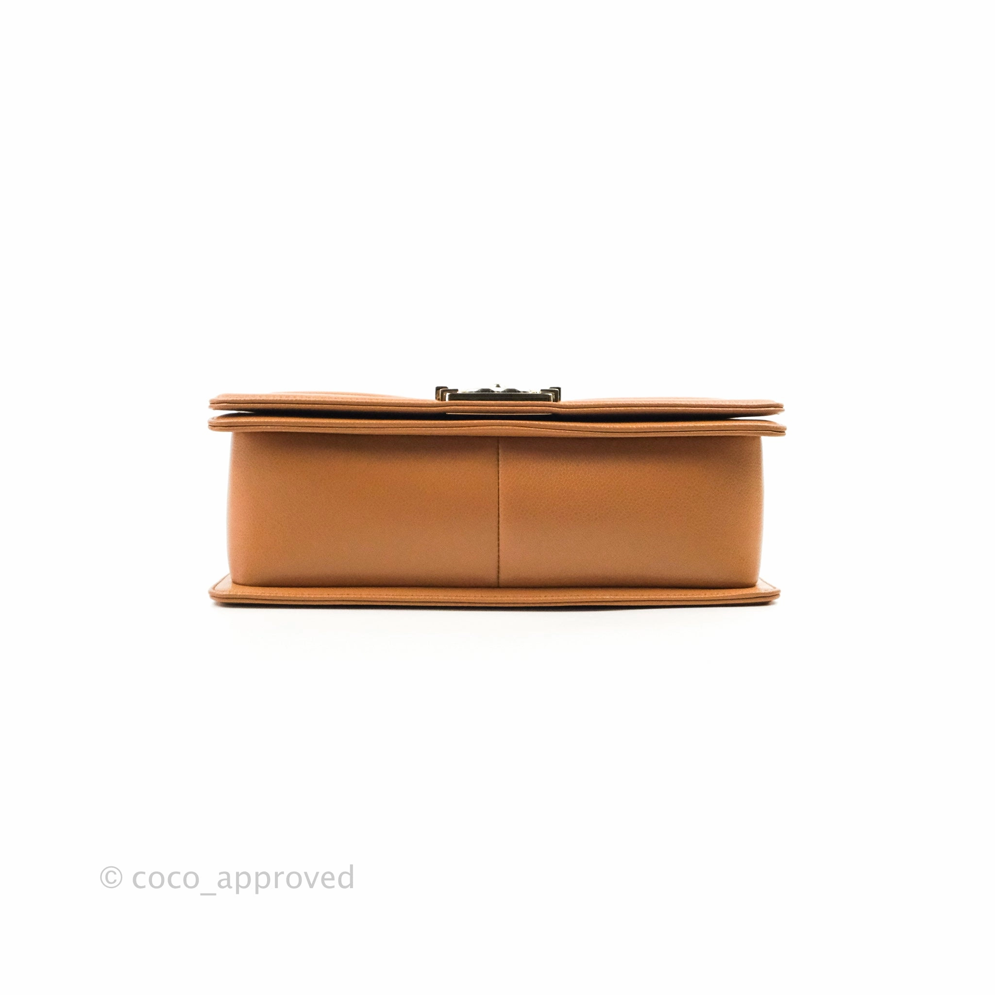 Chanel Quilted Medium Boy Caramel Caviar Gold Hardware