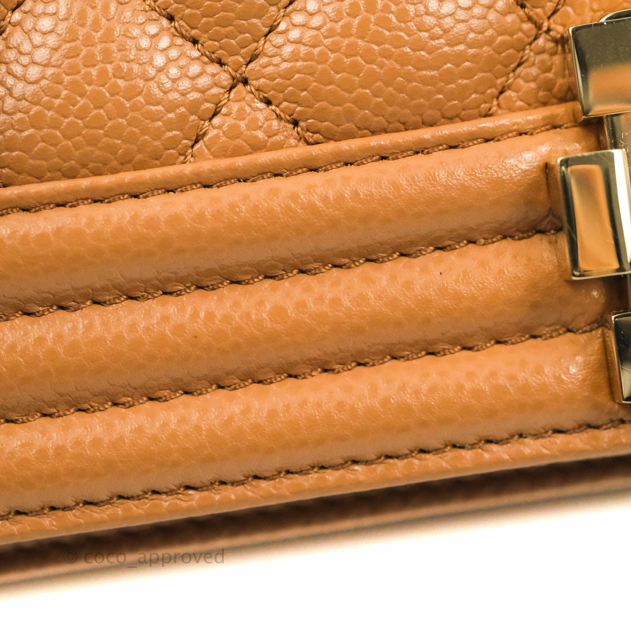 Chanel Quilted Medium Boy Caramel Caviar Gold Hardware