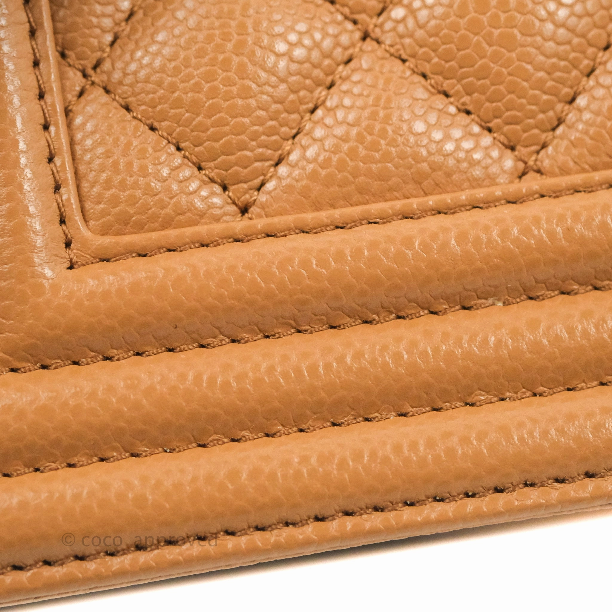Chanel Quilted Medium Boy Caramel Caviar Gold Hardware