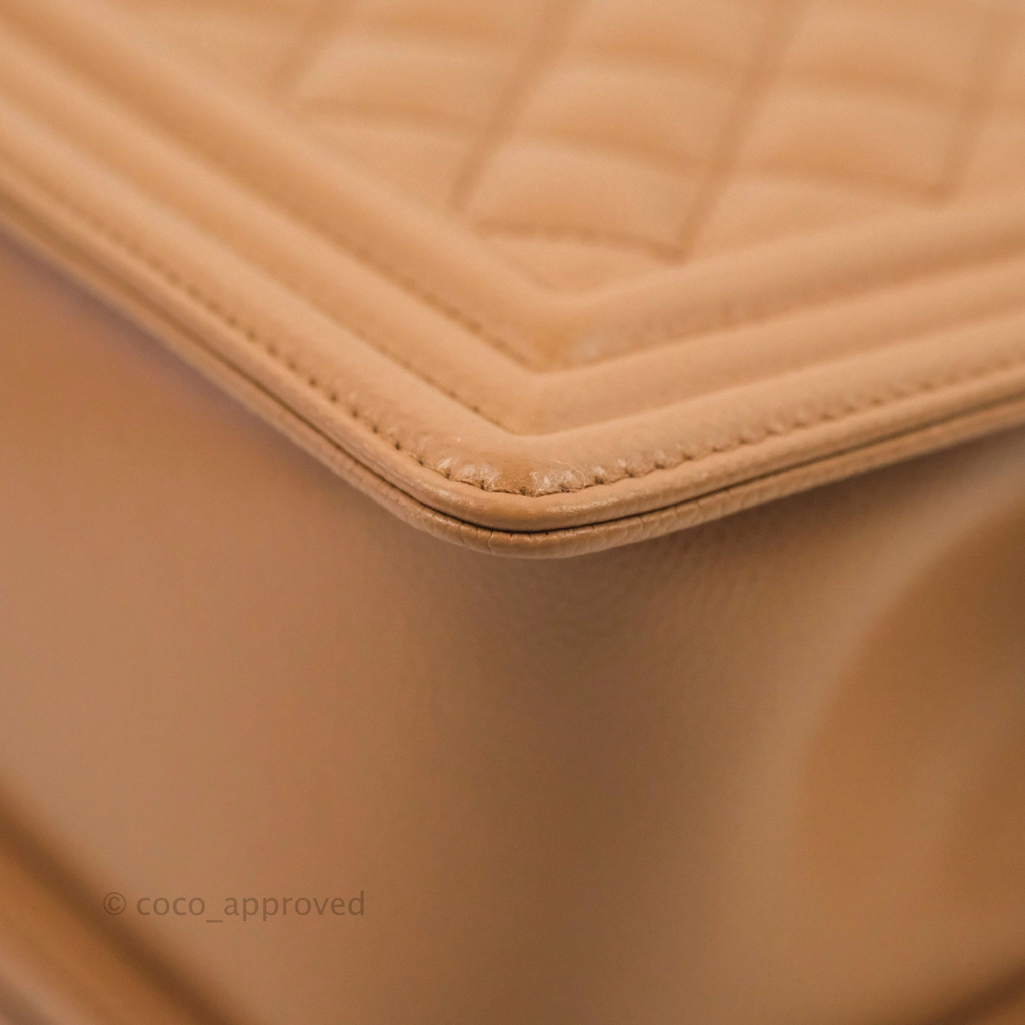 Chanel Quilted Medium Boy Caramel Caviar Gold Hardware