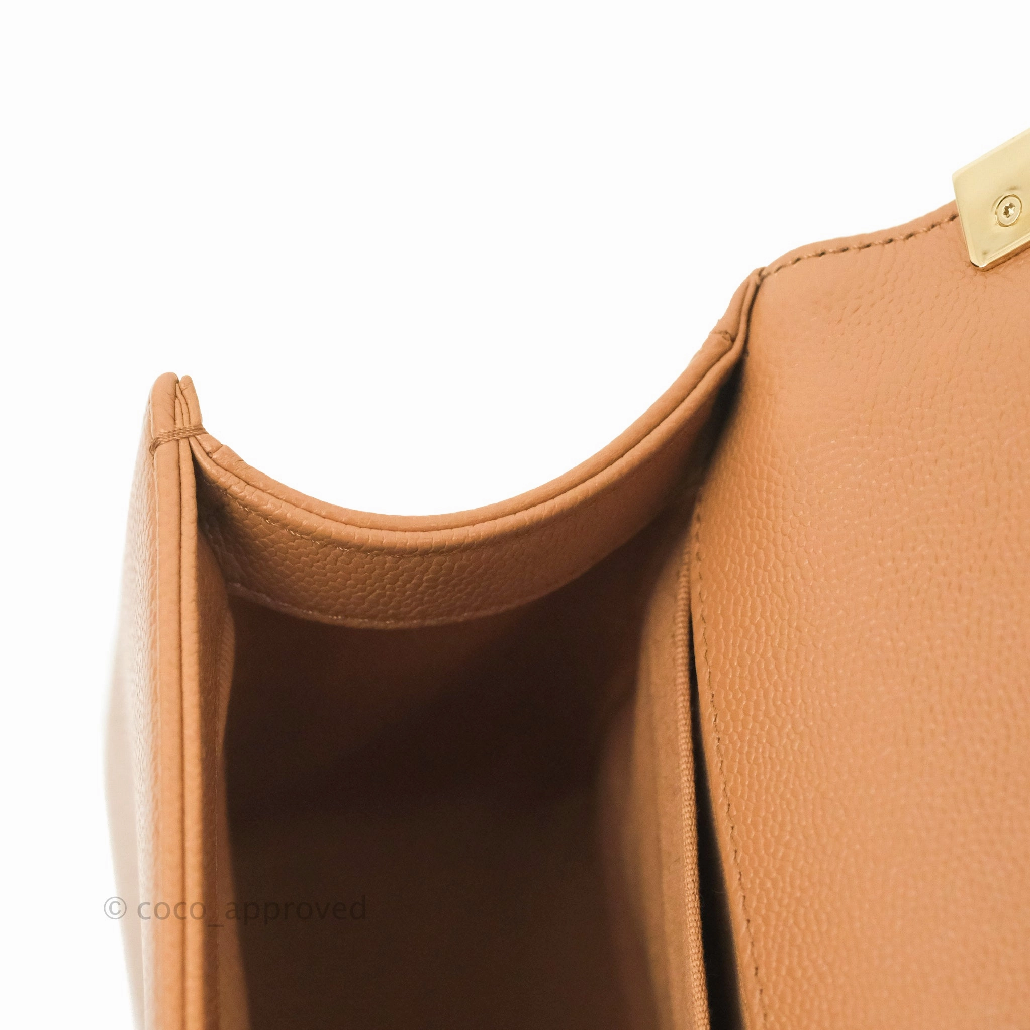 Chanel Quilted Medium Boy Caramel Caviar Gold Hardware
