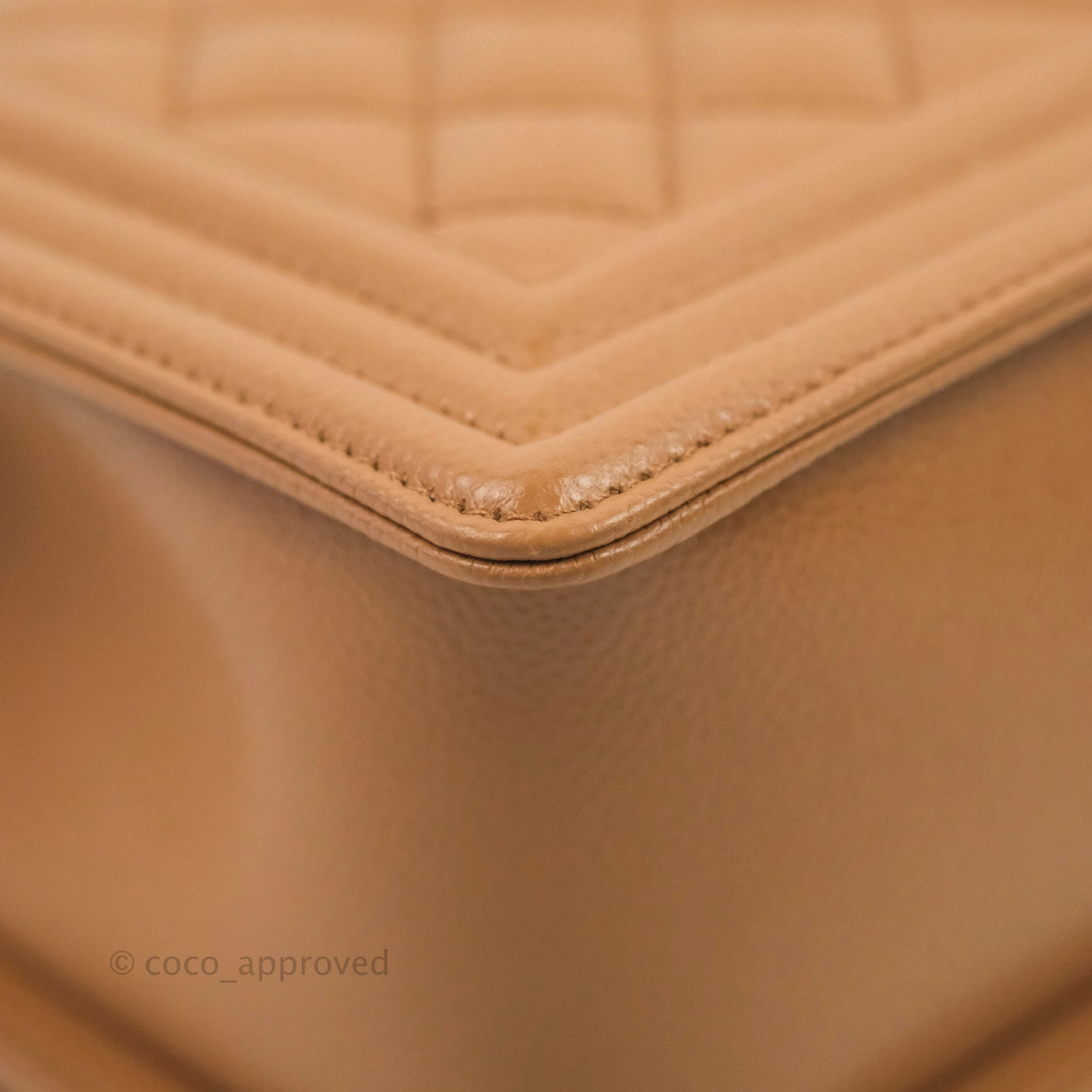 Chanel Quilted Medium Boy Caramel Caviar Gold Hardware