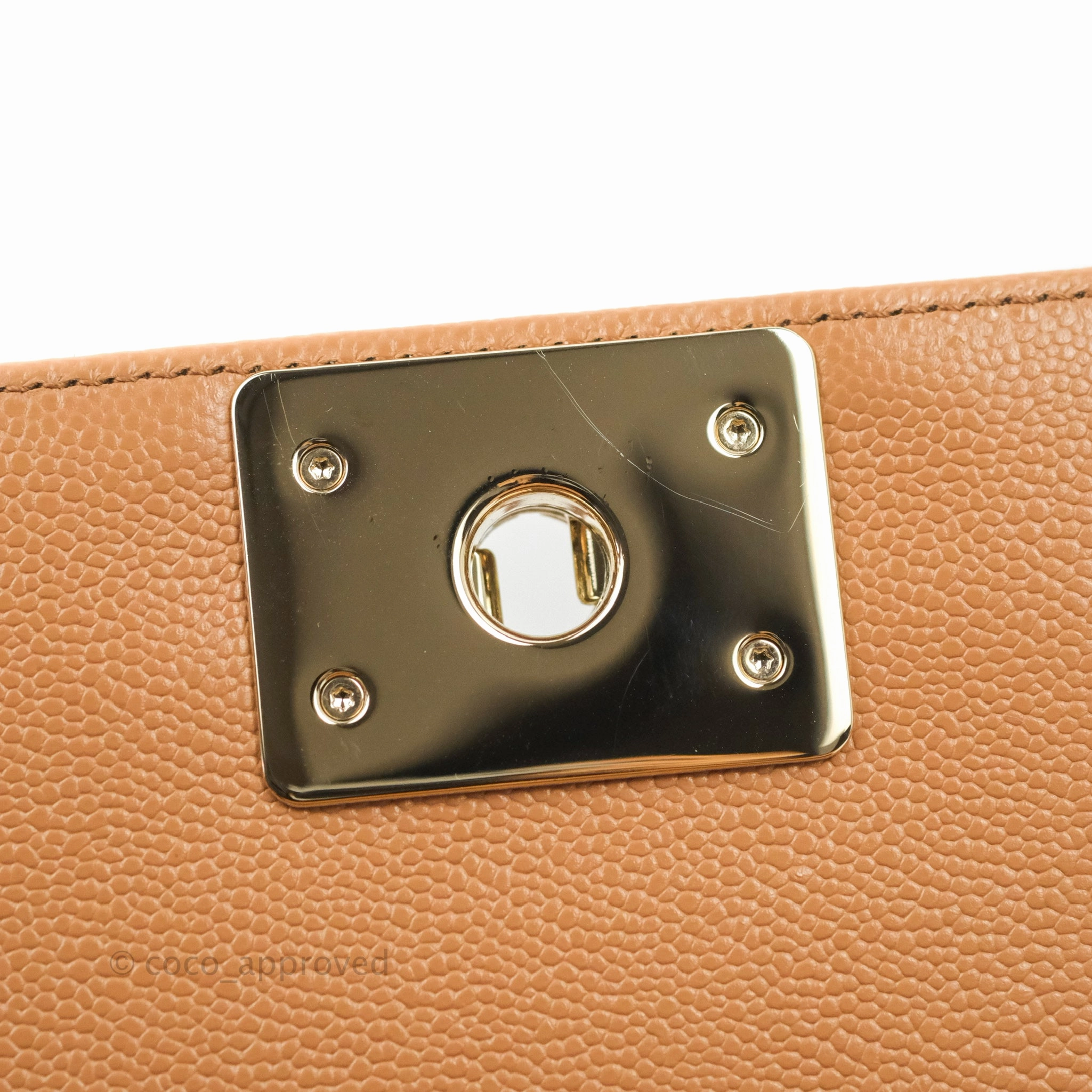 Chanel Quilted Medium Boy Caramel Caviar Gold Hardware