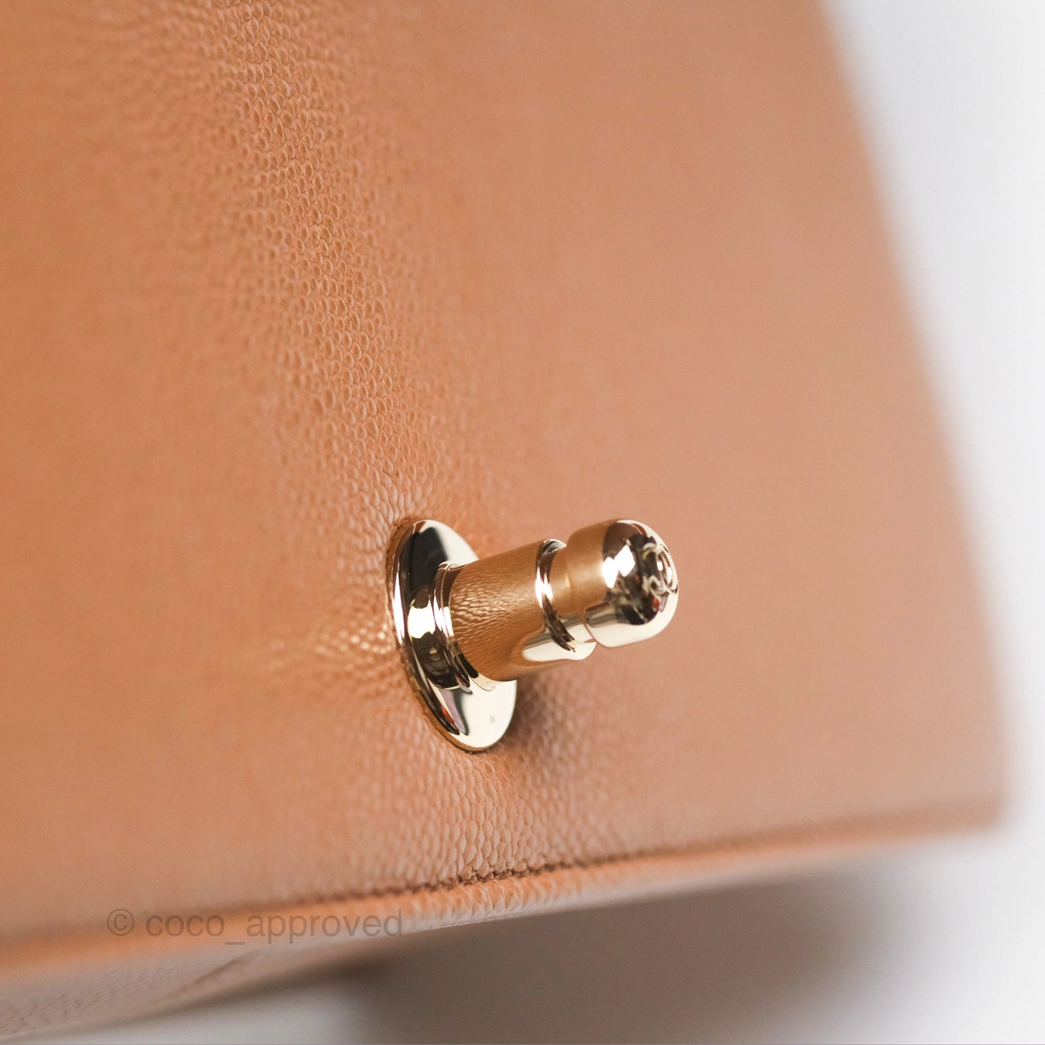 Chanel Quilted Medium Boy Dark Caramel Beige Caviar Gold Hardware
