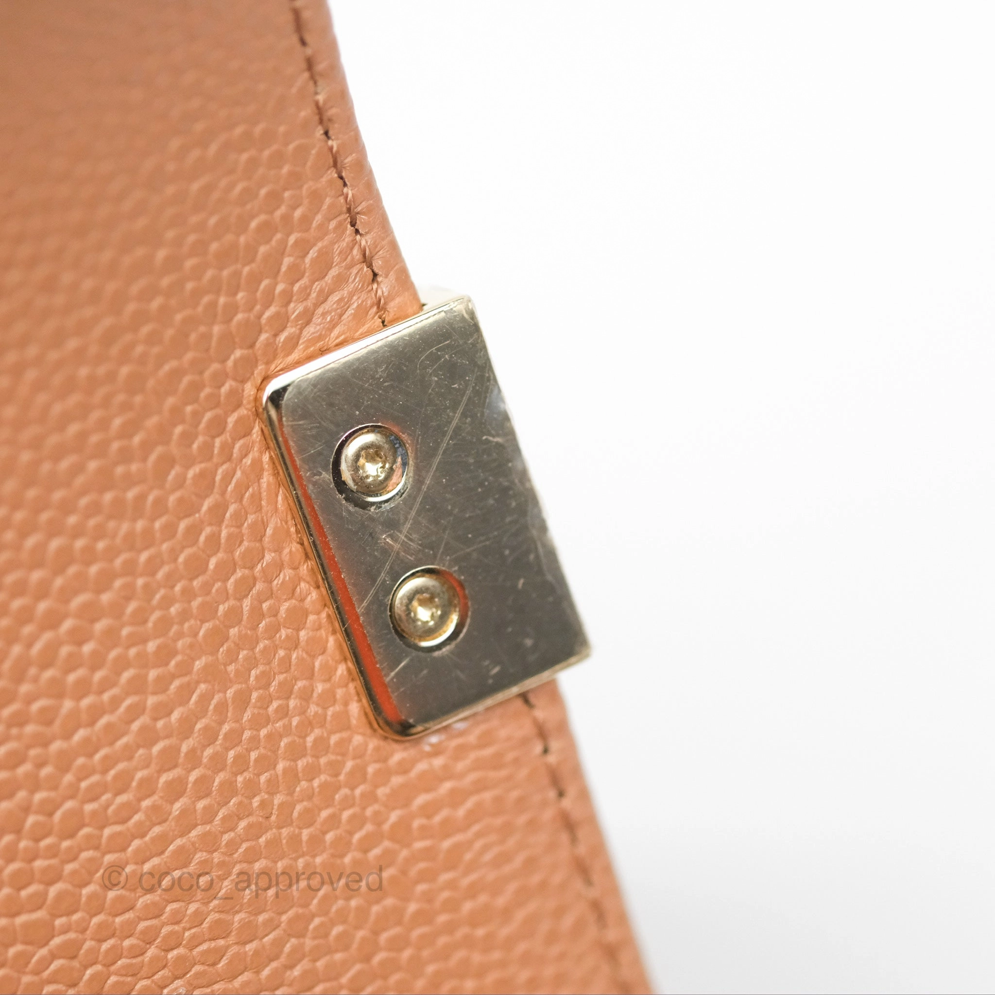 Chanel Quilted Medium Boy Dark Caramel Beige Caviar Gold Hardware