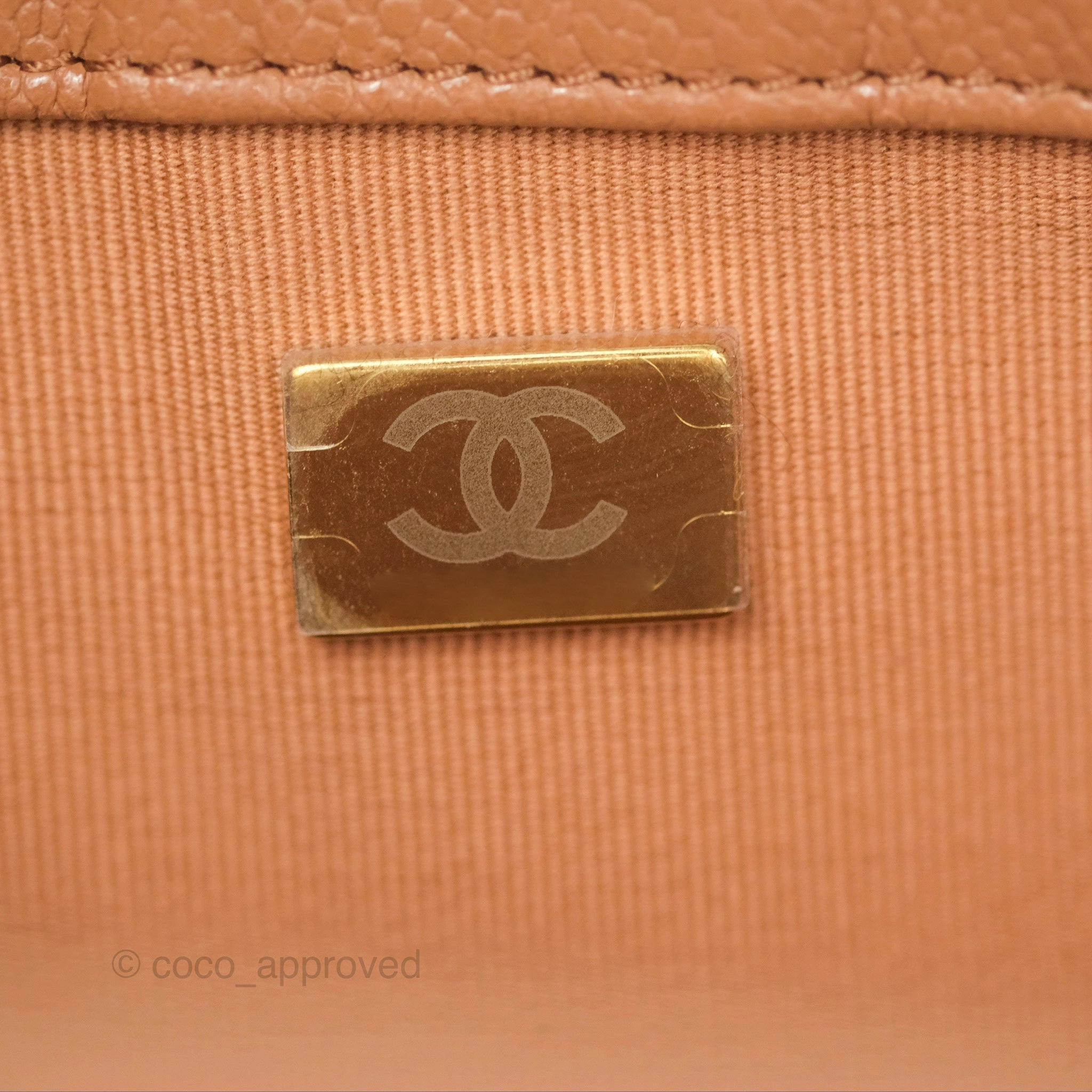 Chanel Quilted Medium Boy Dark Caramel Beige Caviar Gold Hardware