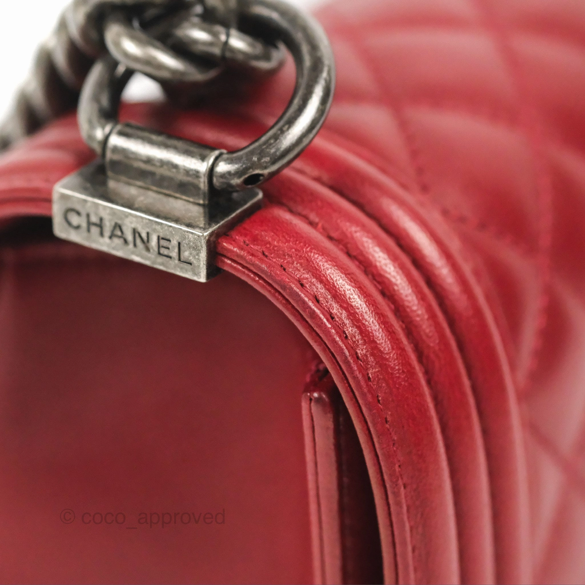 Chanel Quilted Medium Boy Dark Red Calfskin Ruthenium Hardware