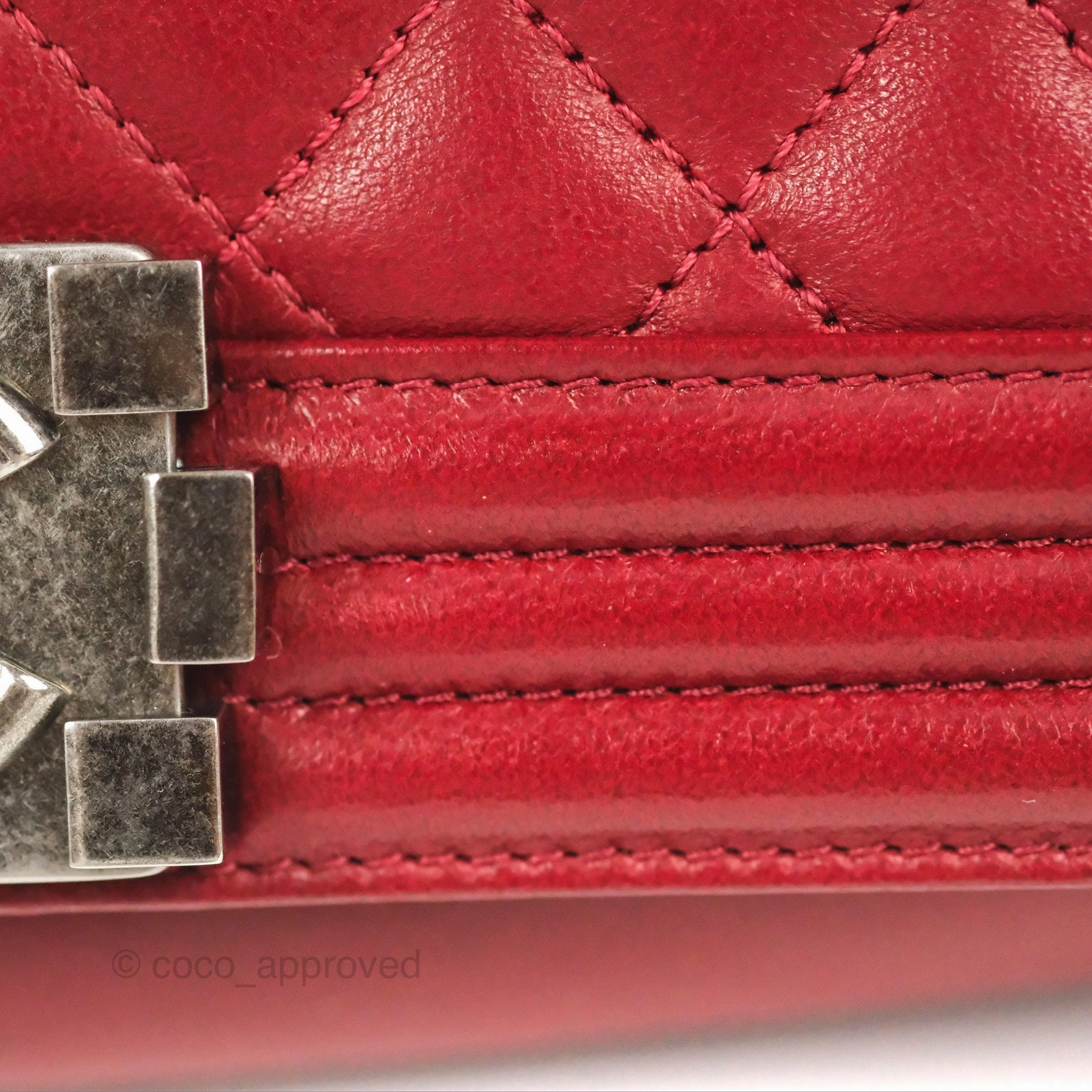 Chanel Quilted Medium Boy Dark Red Calfskin Ruthenium Hardware