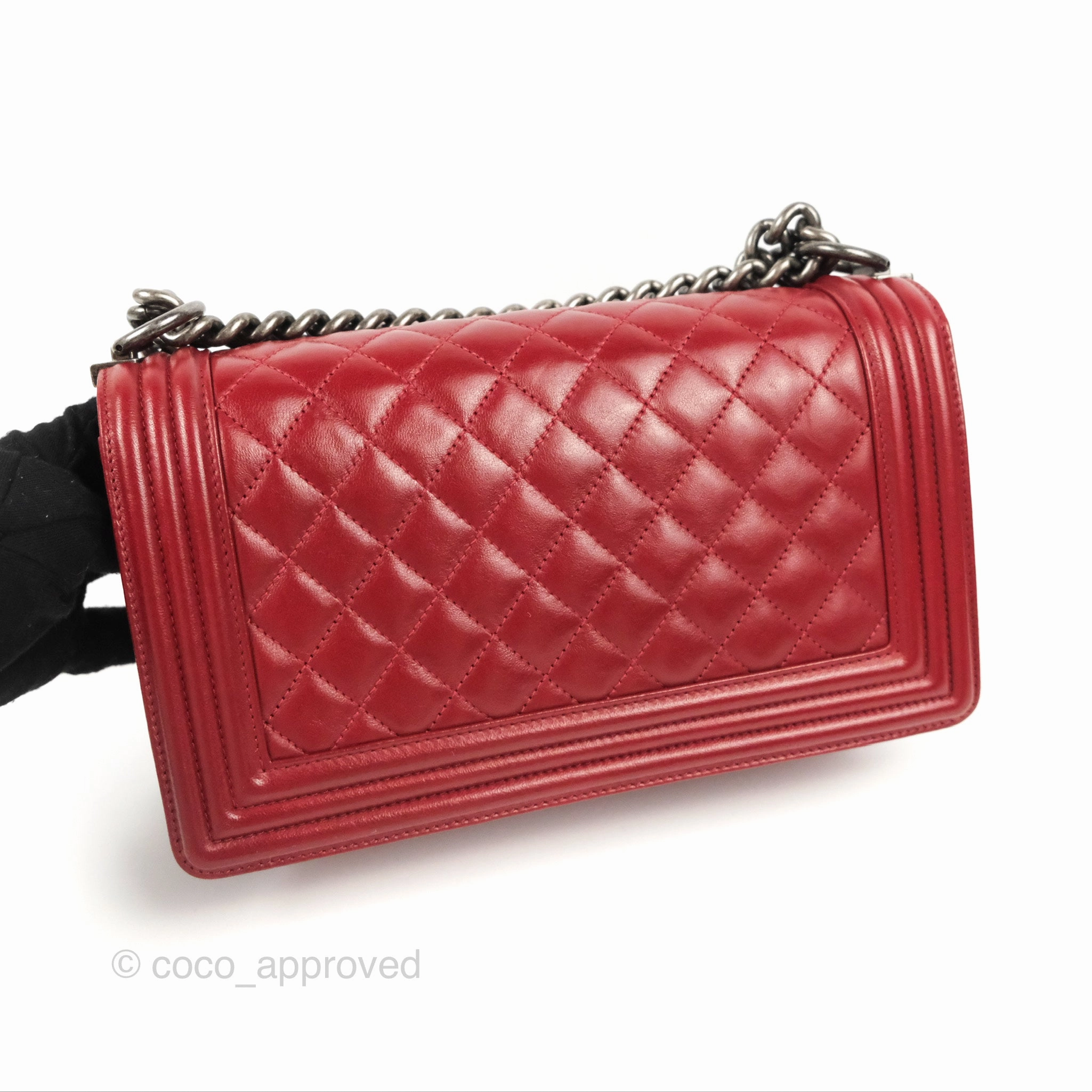 Chanel Quilted Medium Boy Dark Red Calfskin Ruthenium Hardware