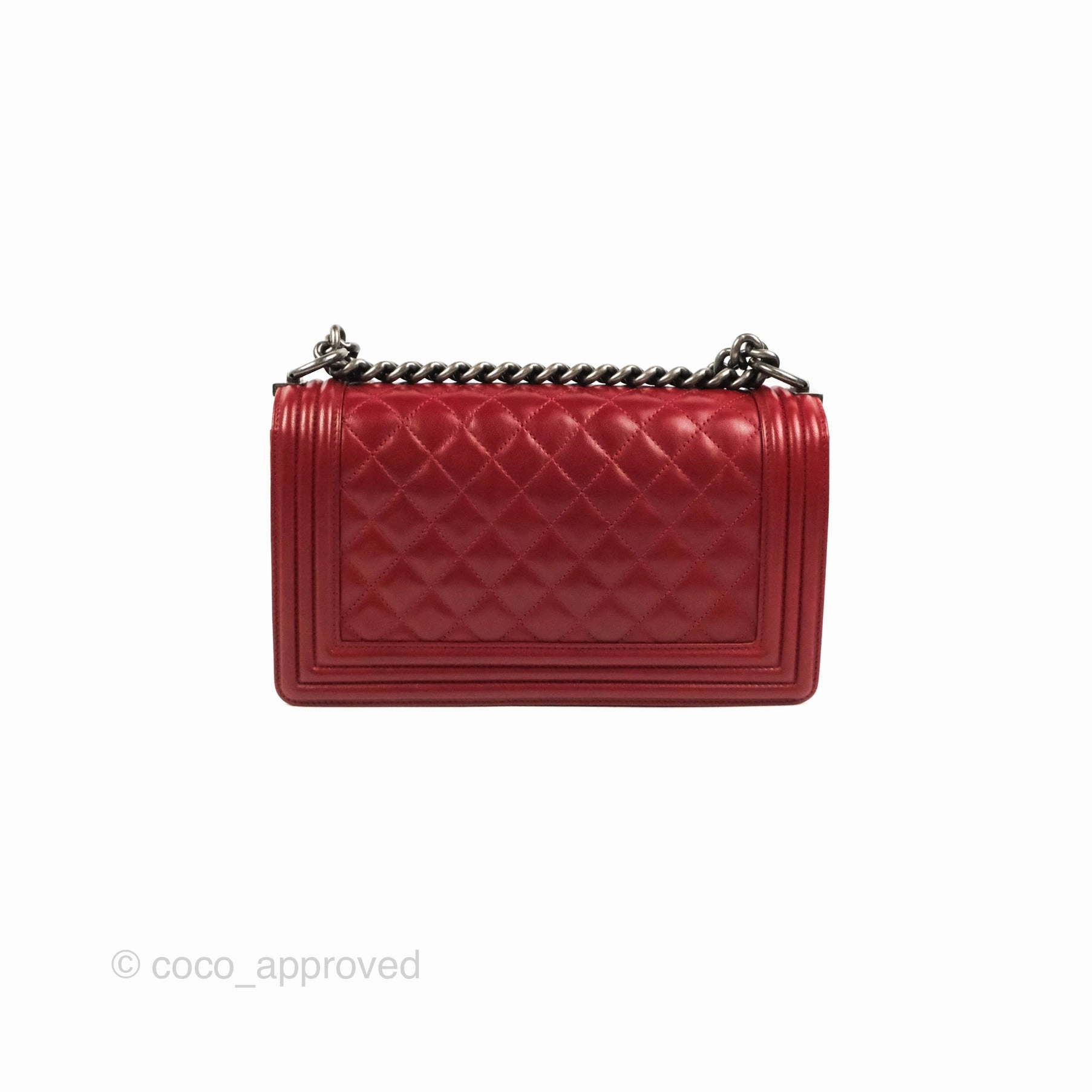 Chanel Quilted Medium Boy Dark Red Calfskin Ruthenium Hardware