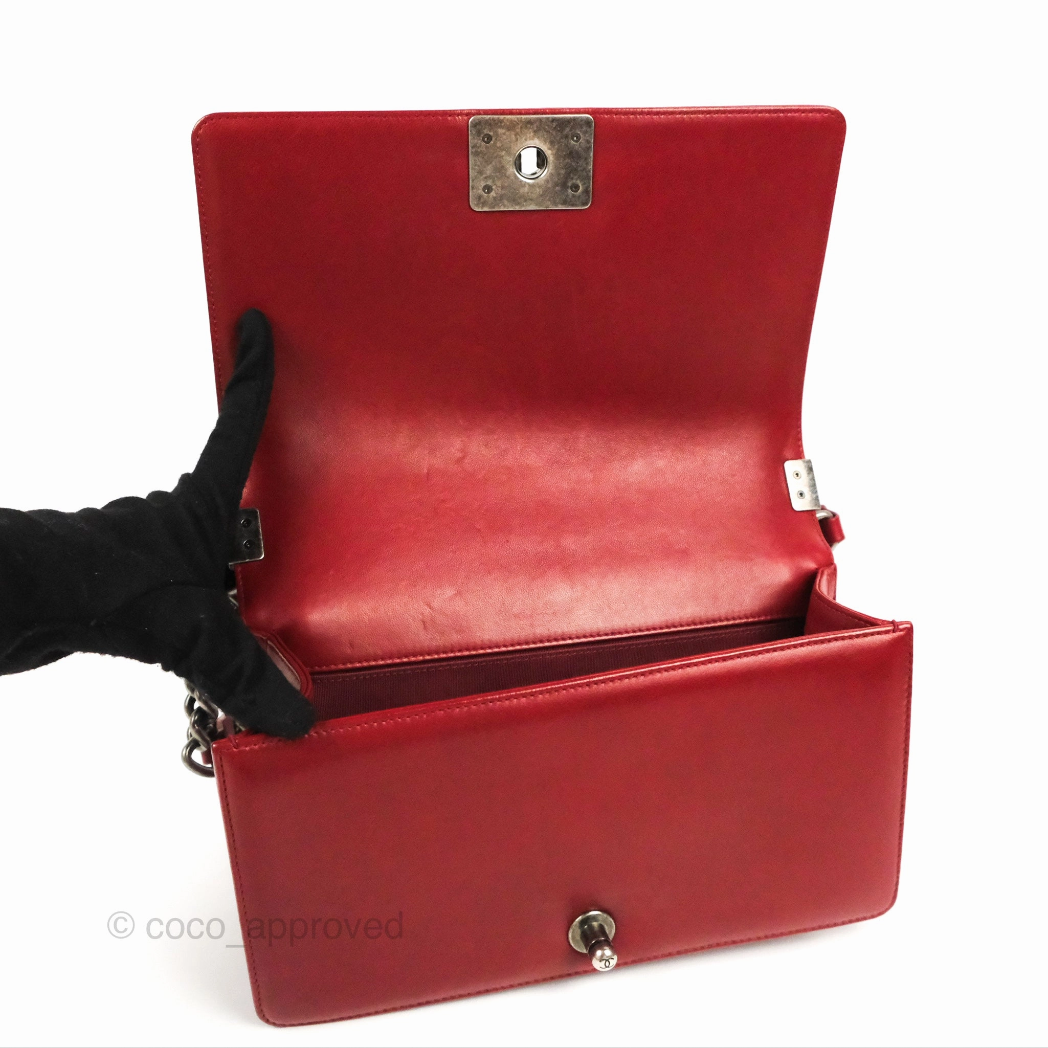 Chanel Quilted Medium Boy Dark Red Calfskin Ruthenium Hardware