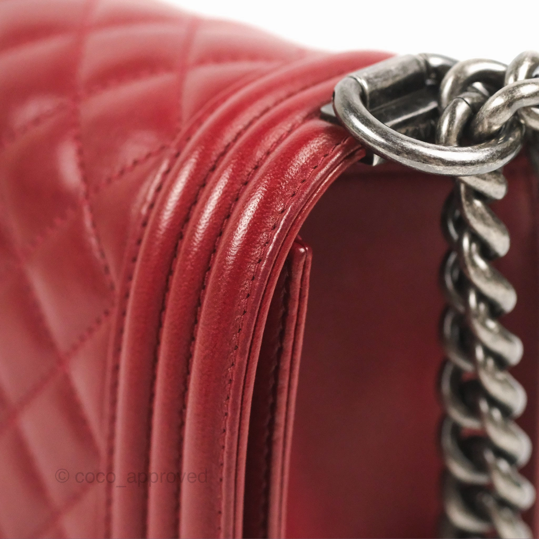 Chanel Quilted Medium Boy Dark Red Calfskin Ruthenium Hardware