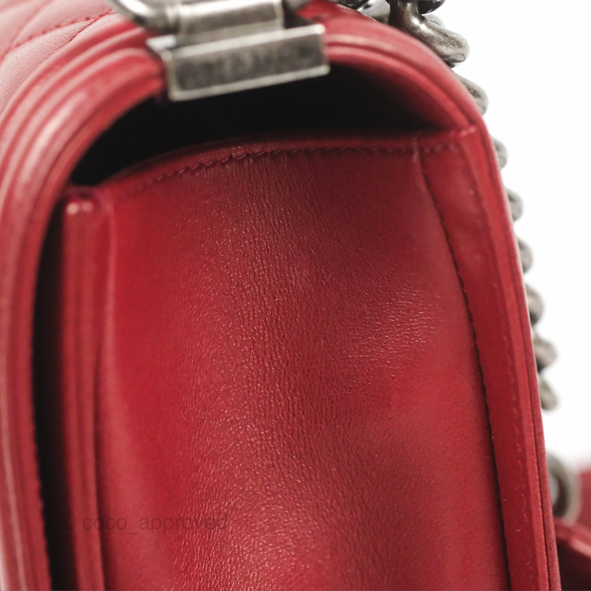 Chanel Quilted Medium Boy Dark Red Calfskin Ruthenium Hardware