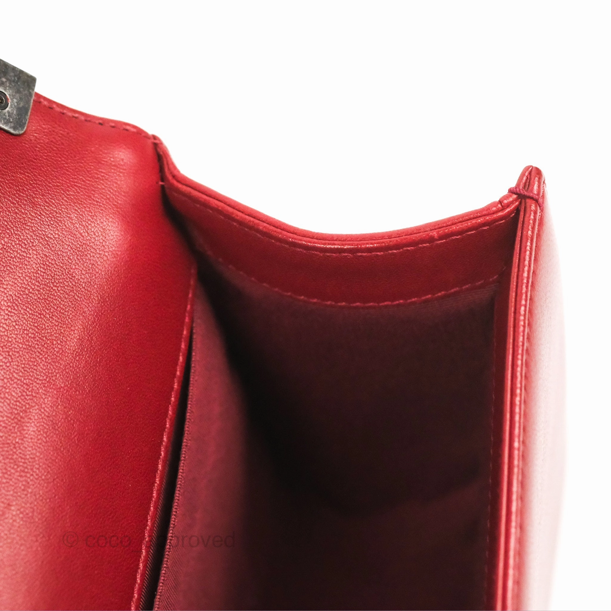 Chanel Quilted Medium Boy Dark Red Calfskin Ruthenium Hardware