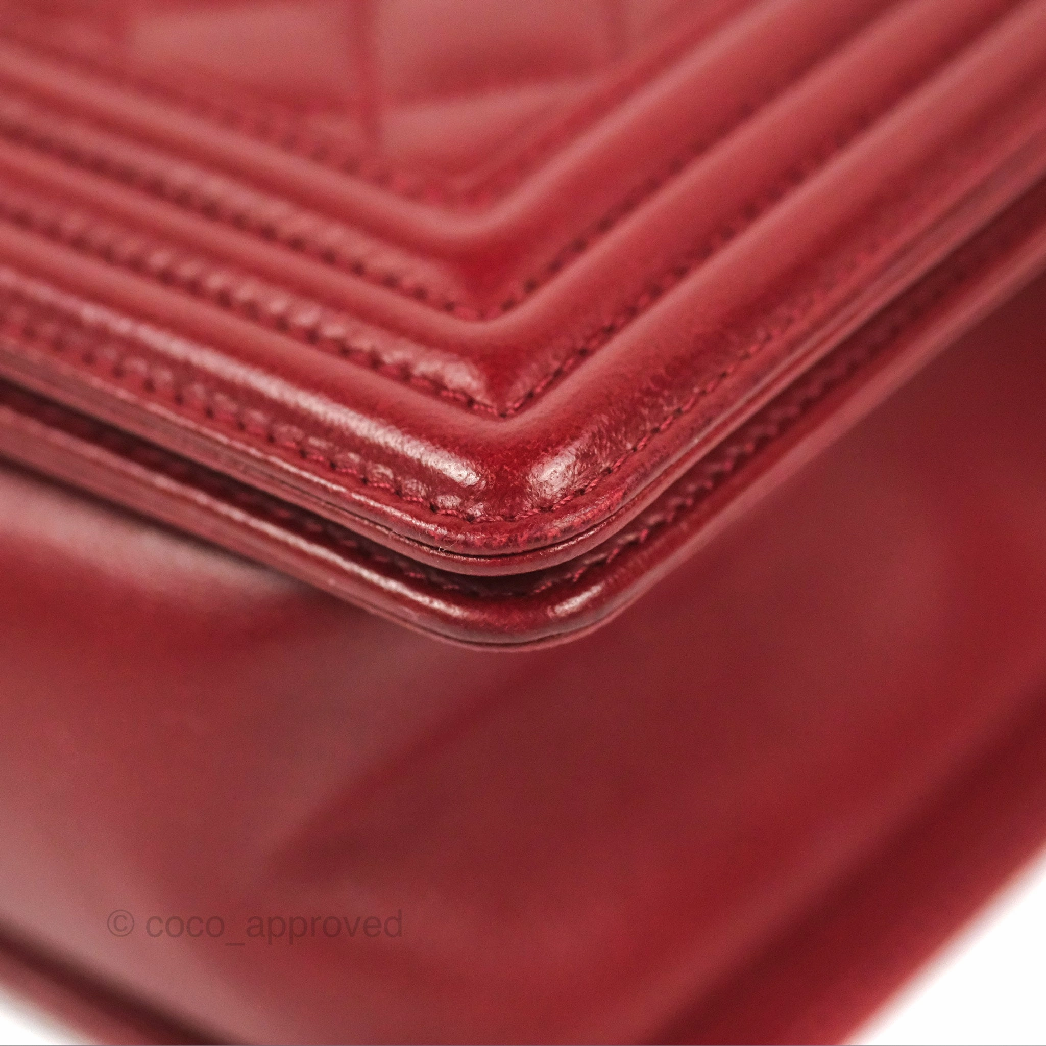 Chanel Quilted Medium Boy Dark Red Calfskin Ruthenium Hardware