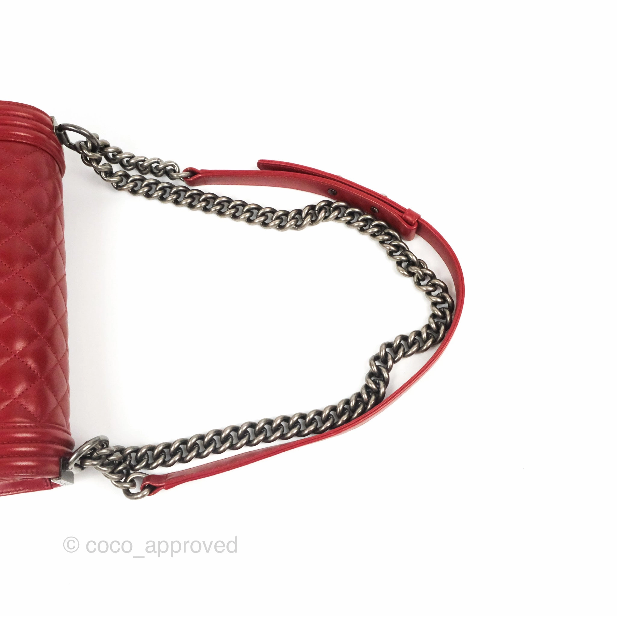 Chanel Quilted Medium Boy Dark Red Calfskin Ruthenium Hardware