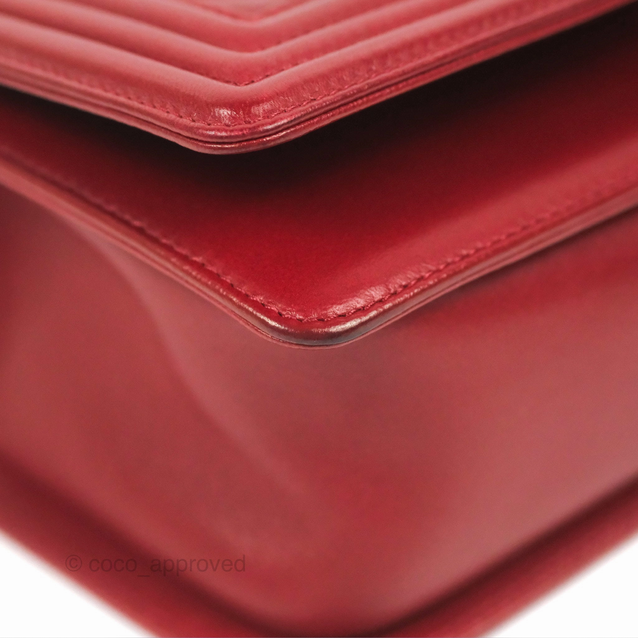 Chanel Quilted Medium Boy Dark Red Calfskin Ruthenium Hardware