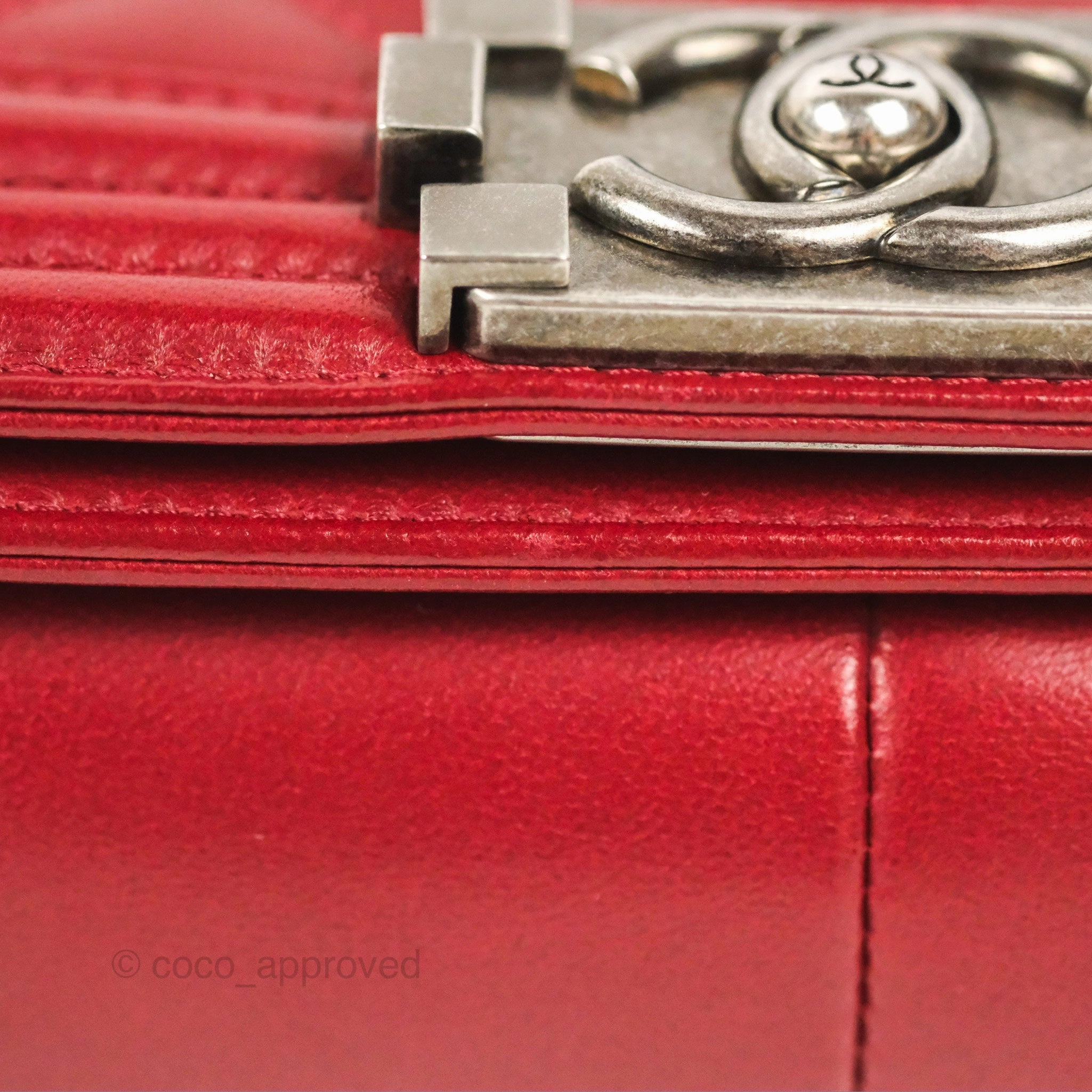 Chanel Quilted Medium Boy Dark Red Calfskin Ruthenium Hardware