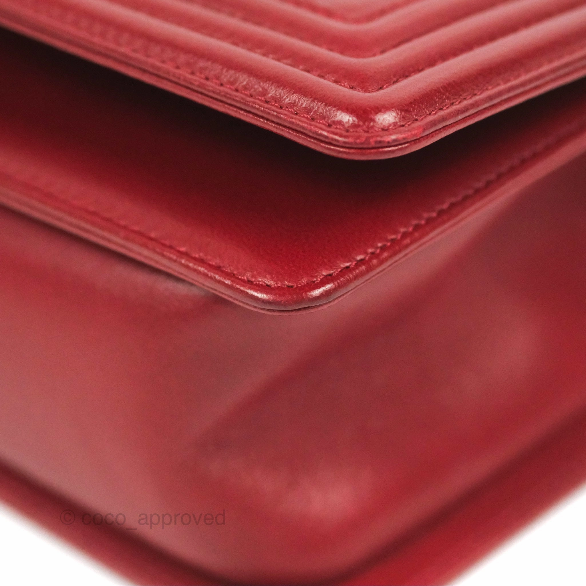Chanel Quilted Medium Boy Dark Red Calfskin Ruthenium Hardware