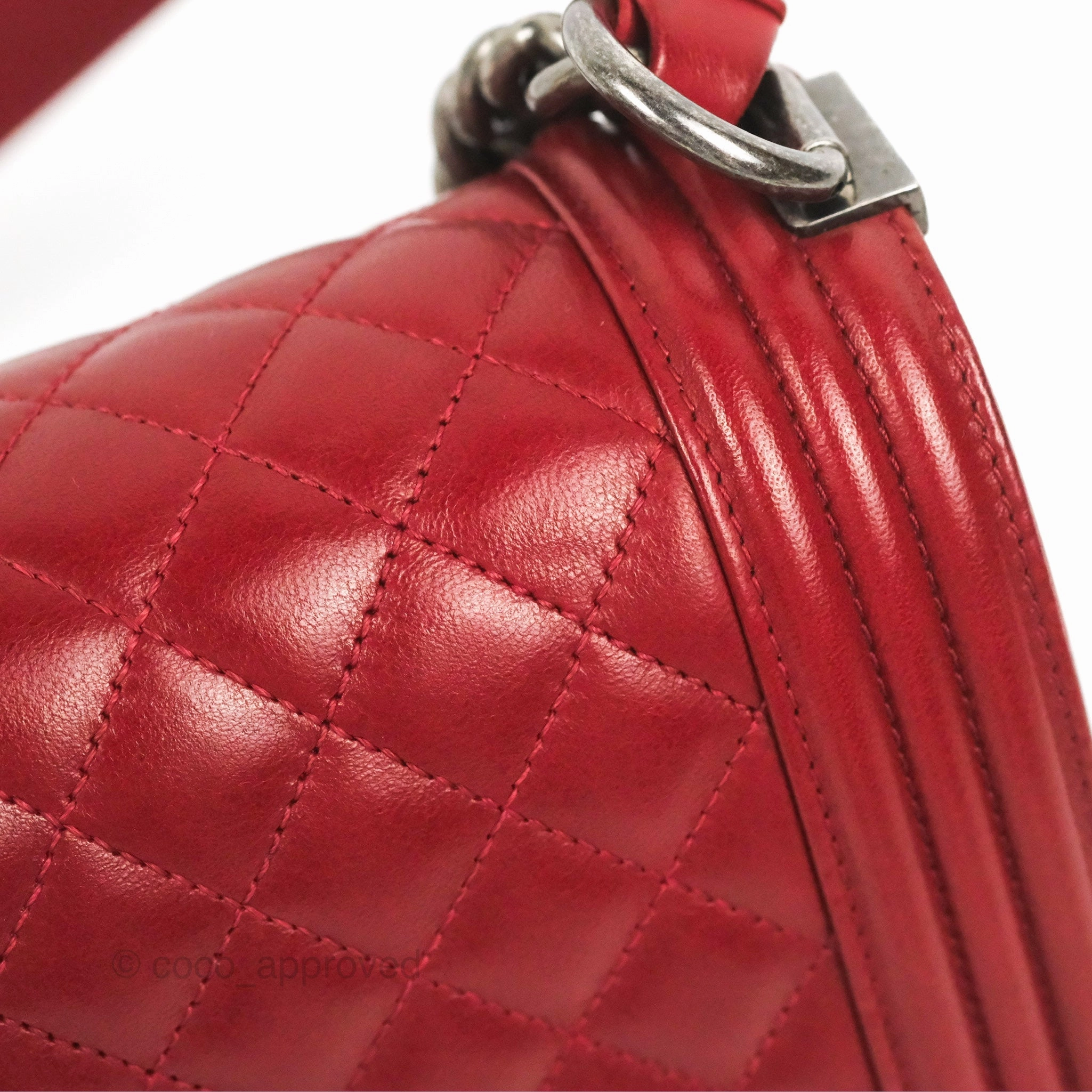 Chanel Quilted Medium Boy Dark Red Calfskin Ruthenium Hardware