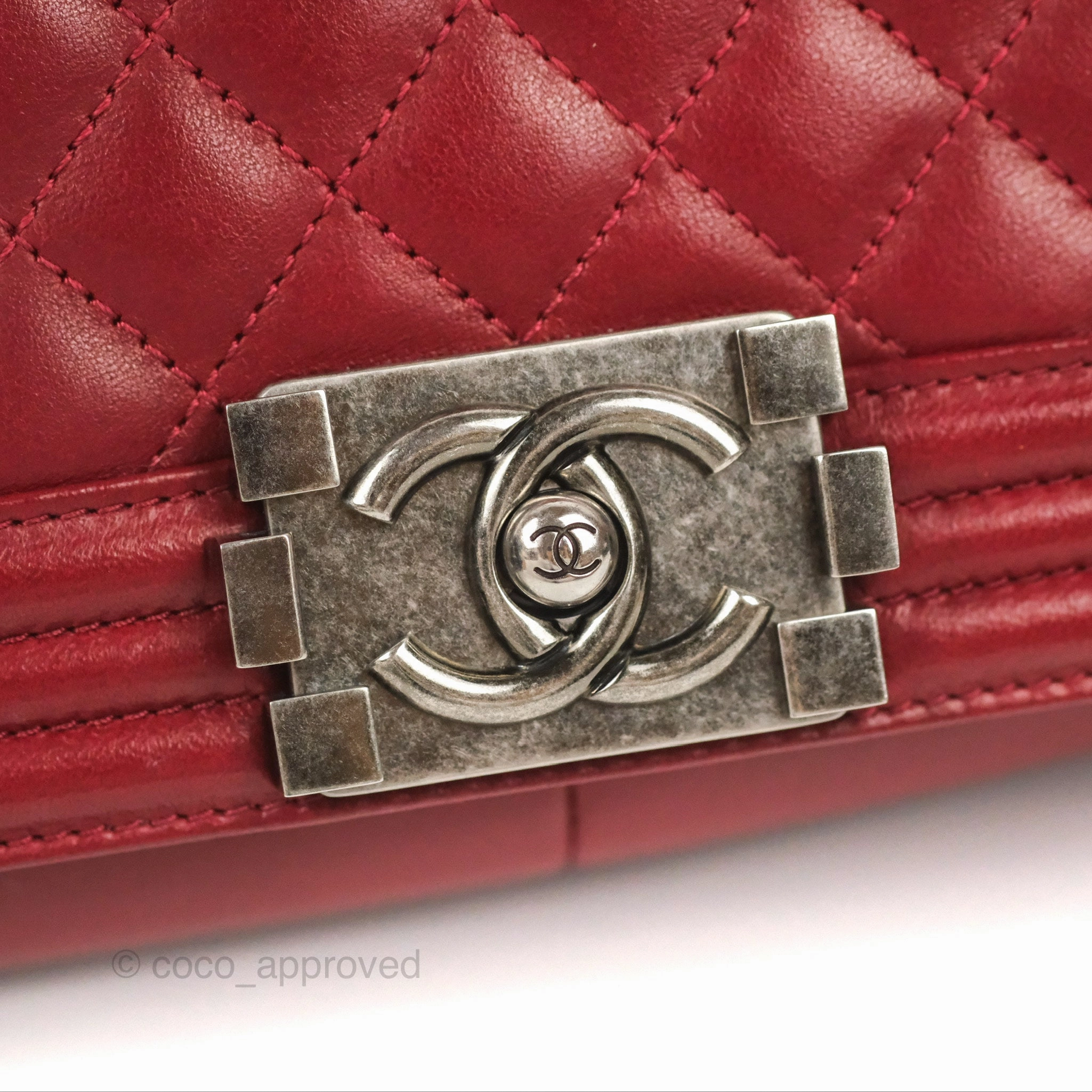 Chanel Quilted Medium Boy Dark Red Calfskin Ruthenium Hardware