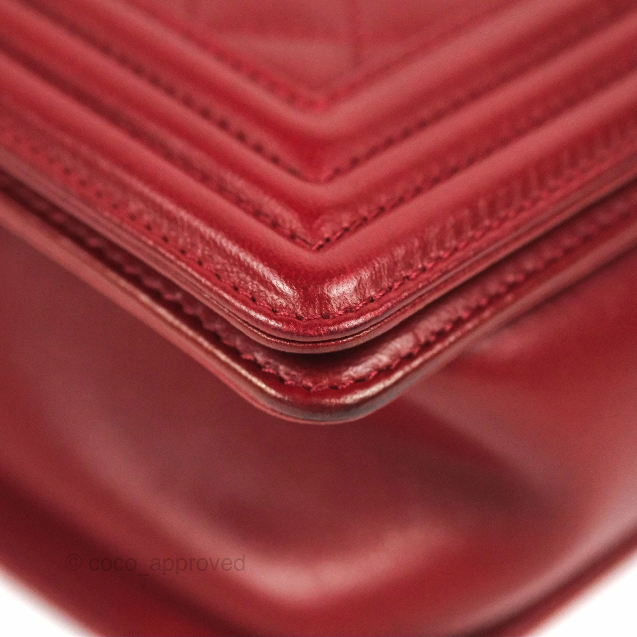 Chanel Quilted Medium Boy Dark Red Calfskin Ruthenium Hardware