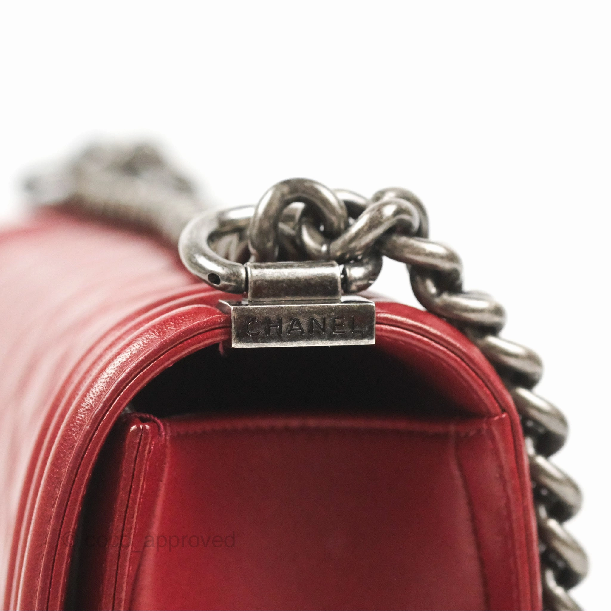 Chanel Quilted Medium Boy Dark Red Calfskin Ruthenium Hardware