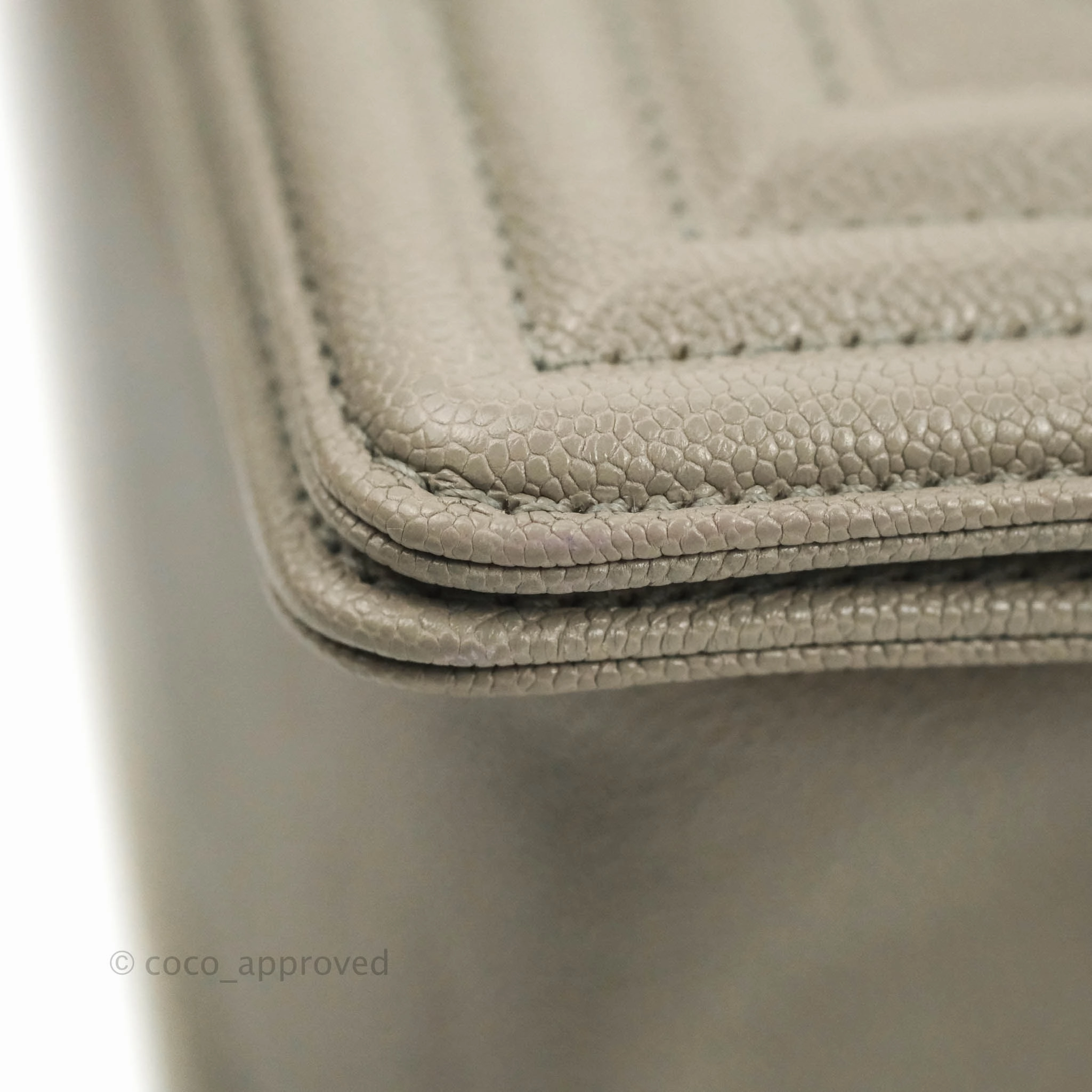 Chanel Quilted Medium Boy Grey Caviar Aged Gold Hardware