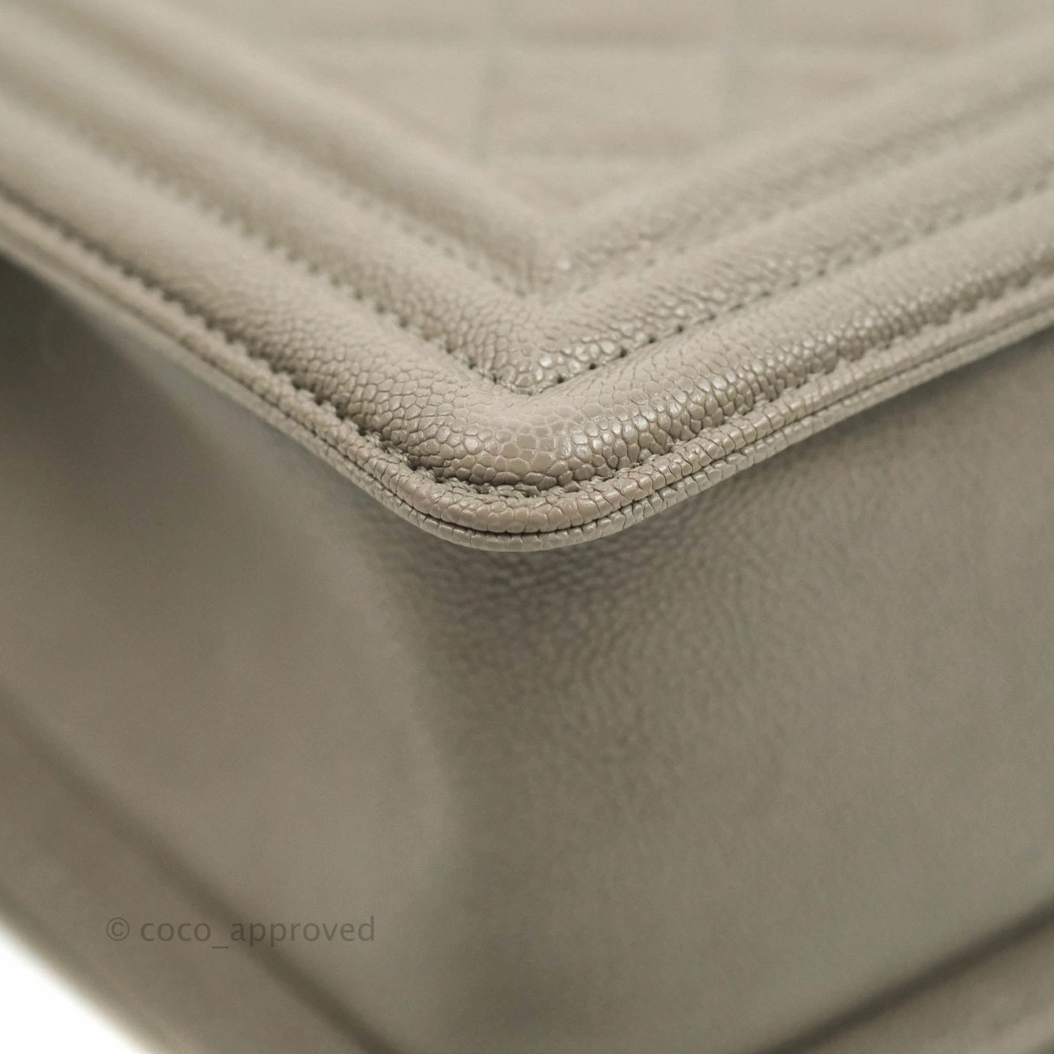 Chanel Quilted Medium Boy Grey Caviar Aged Gold Hardware