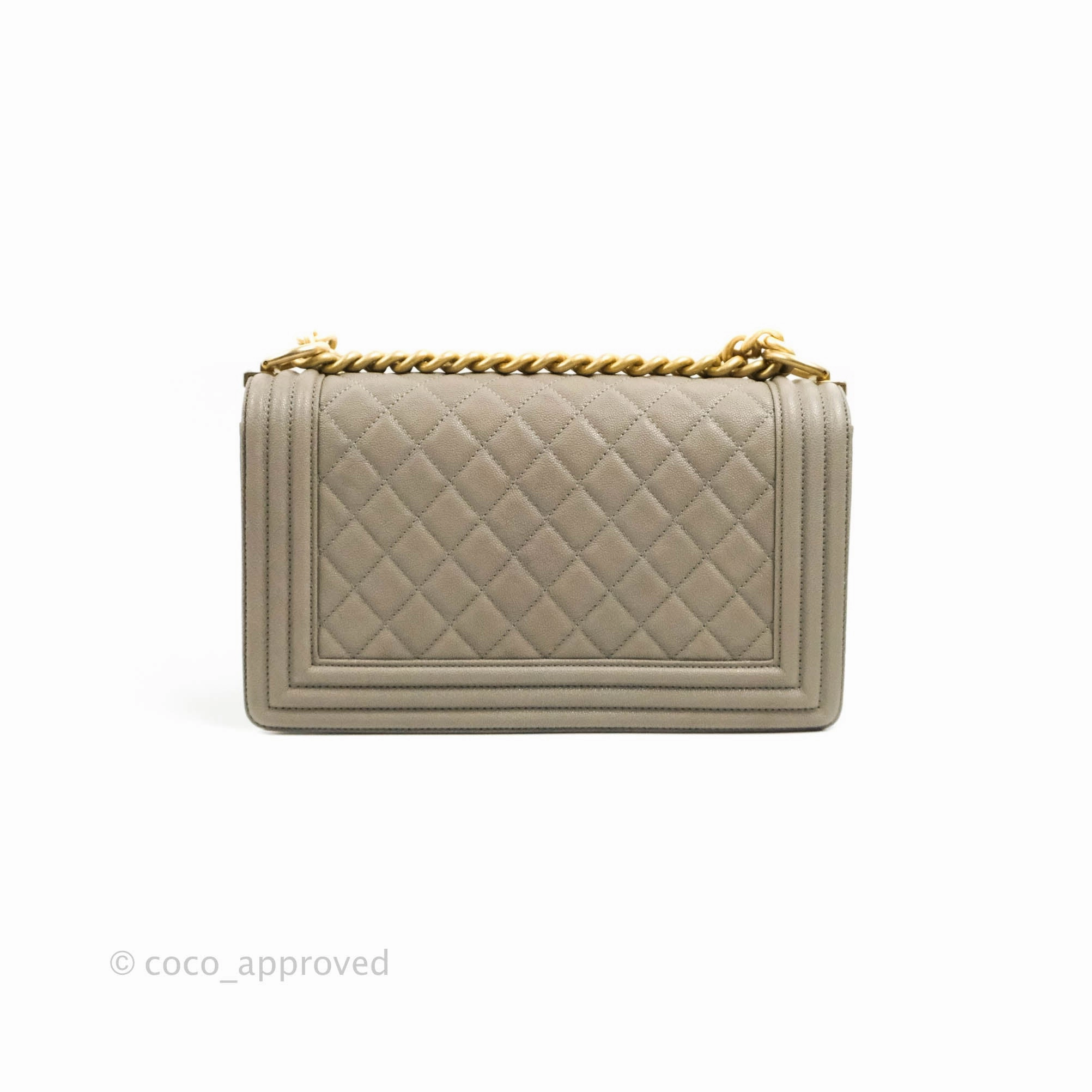 Chanel Quilted Medium Boy Grey Caviar Aged Gold Hardware