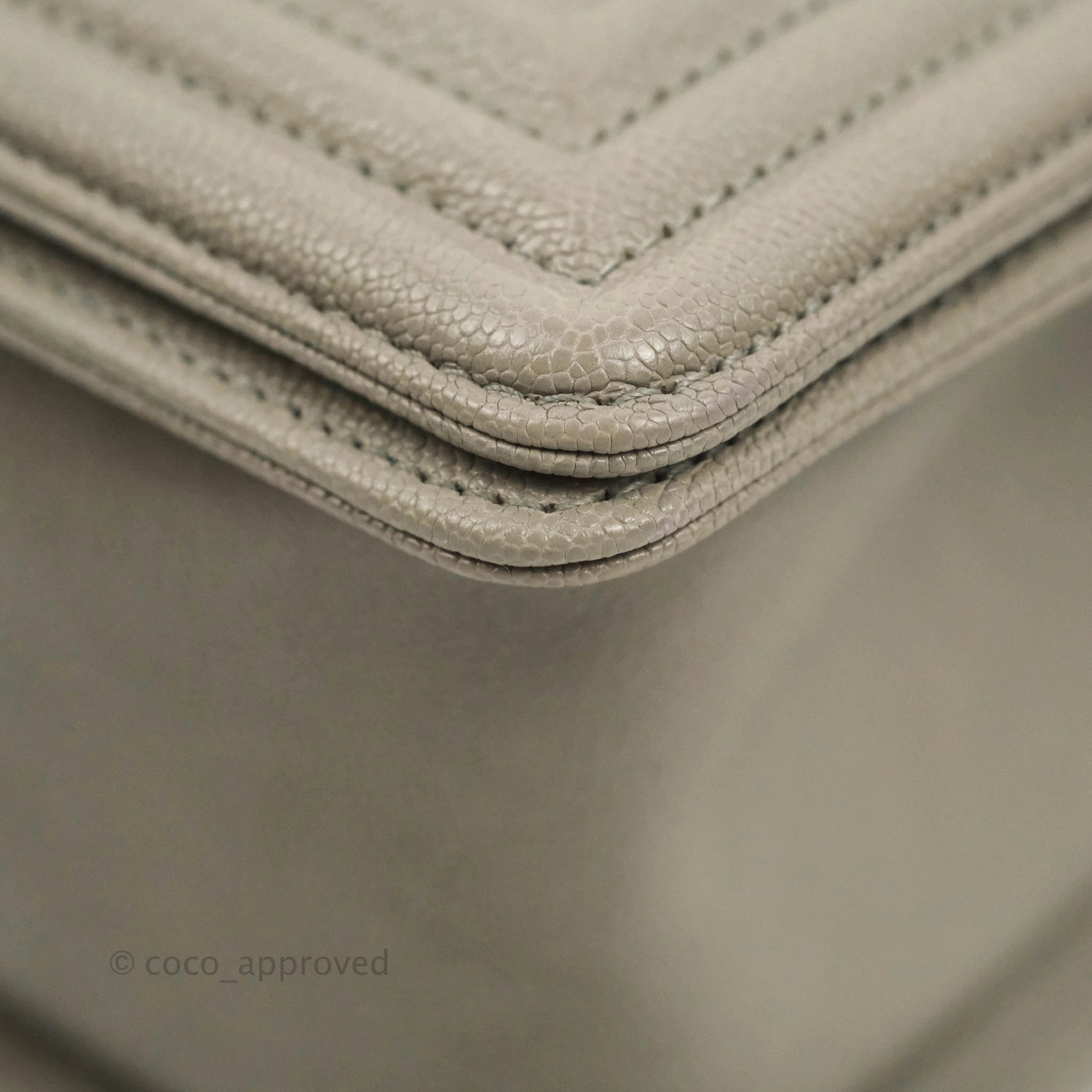 Chanel Quilted Medium Boy Grey Caviar Aged Gold Hardware