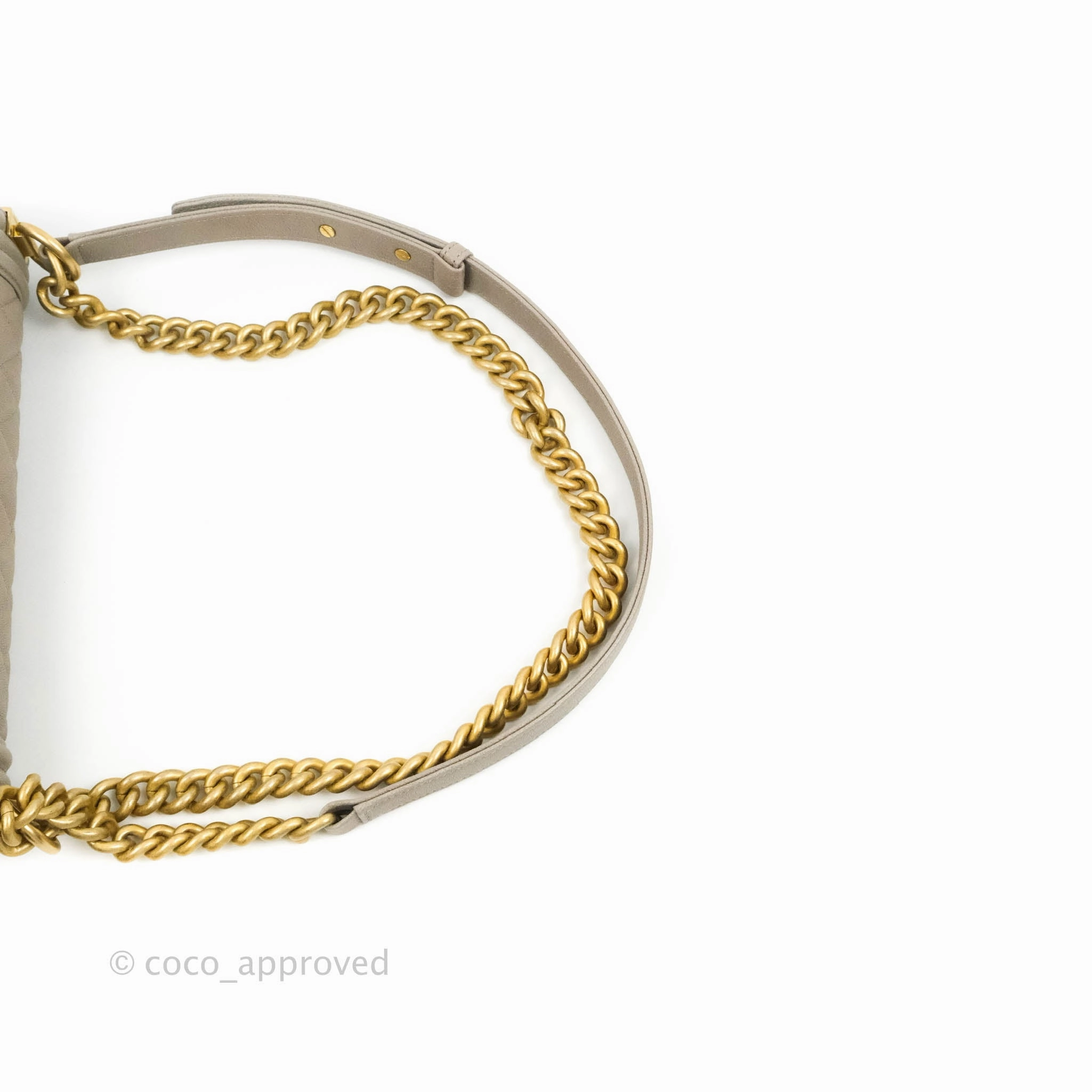 Chanel Quilted Medium Boy Grey Caviar Aged Gold Hardware