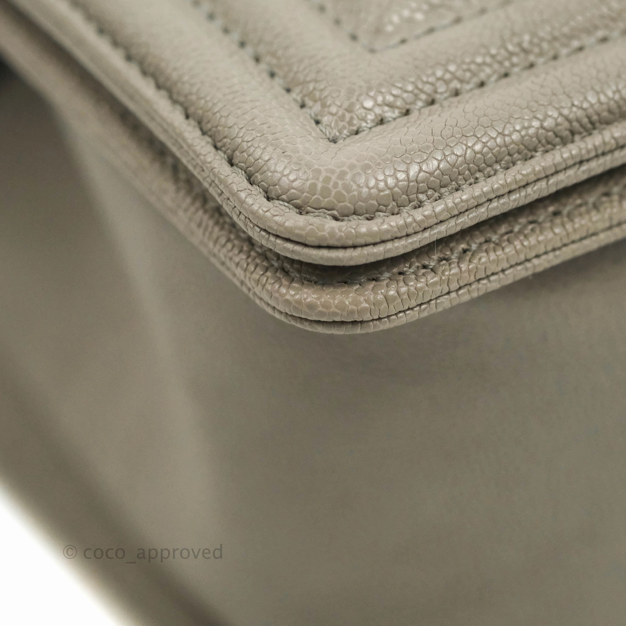 Chanel Quilted Medium Boy Grey Caviar Aged Gold Hardware