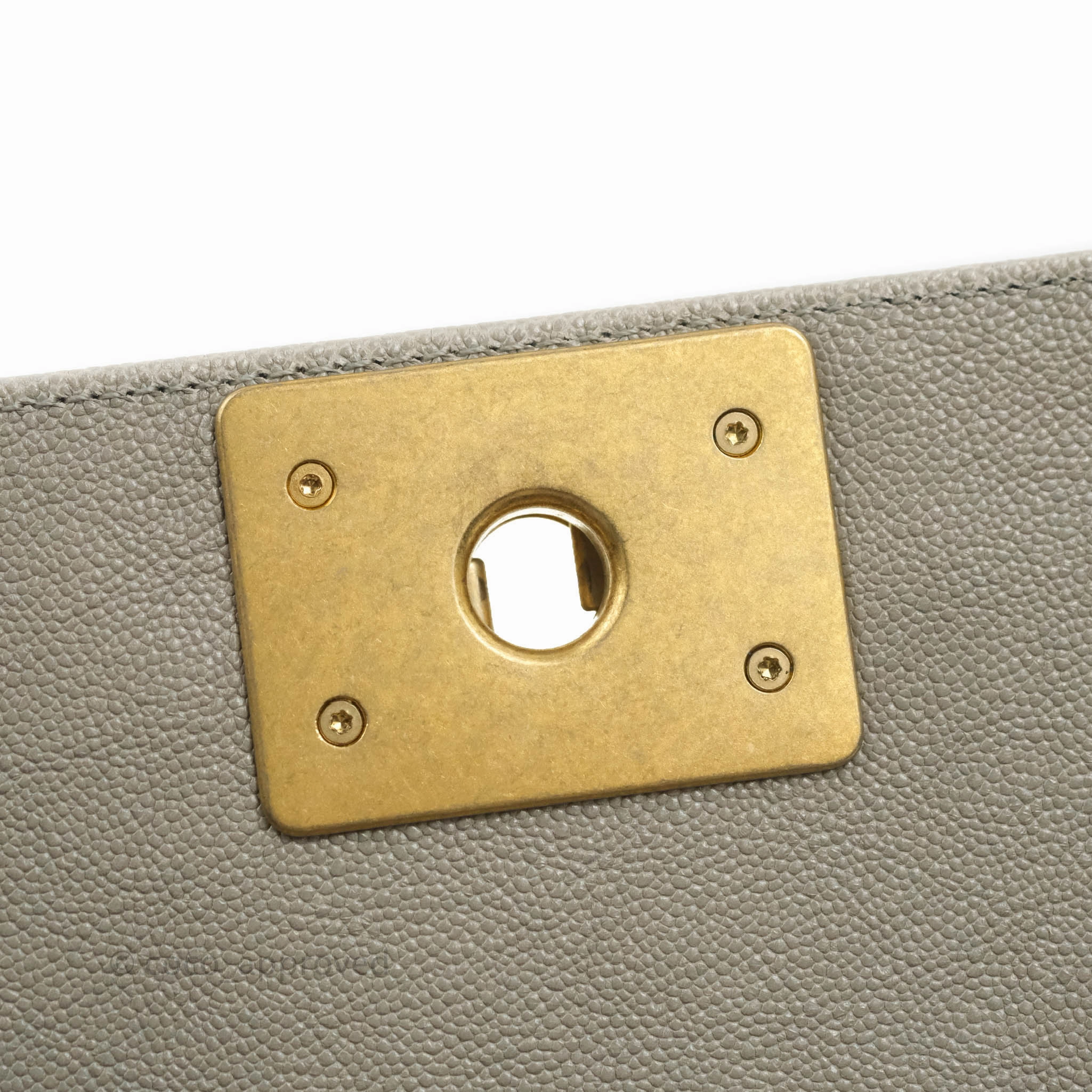 Chanel Quilted Medium Boy Grey Caviar Aged Gold Hardware