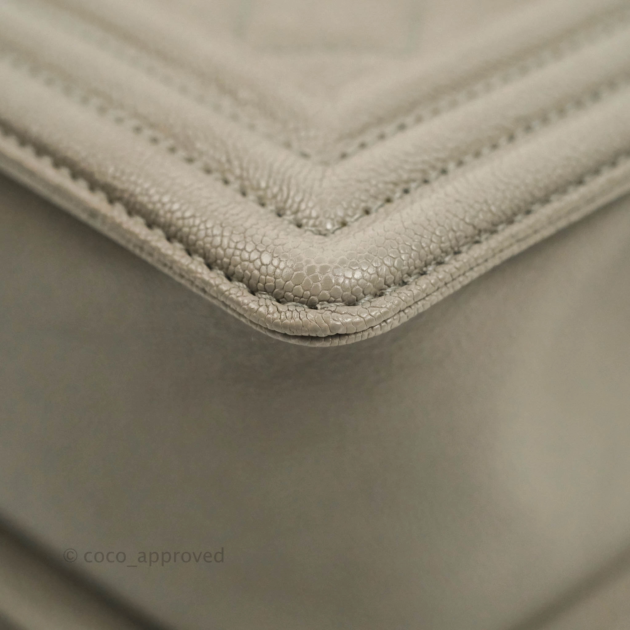 Chanel Quilted Medium Boy Grey Caviar Aged Gold Hardware