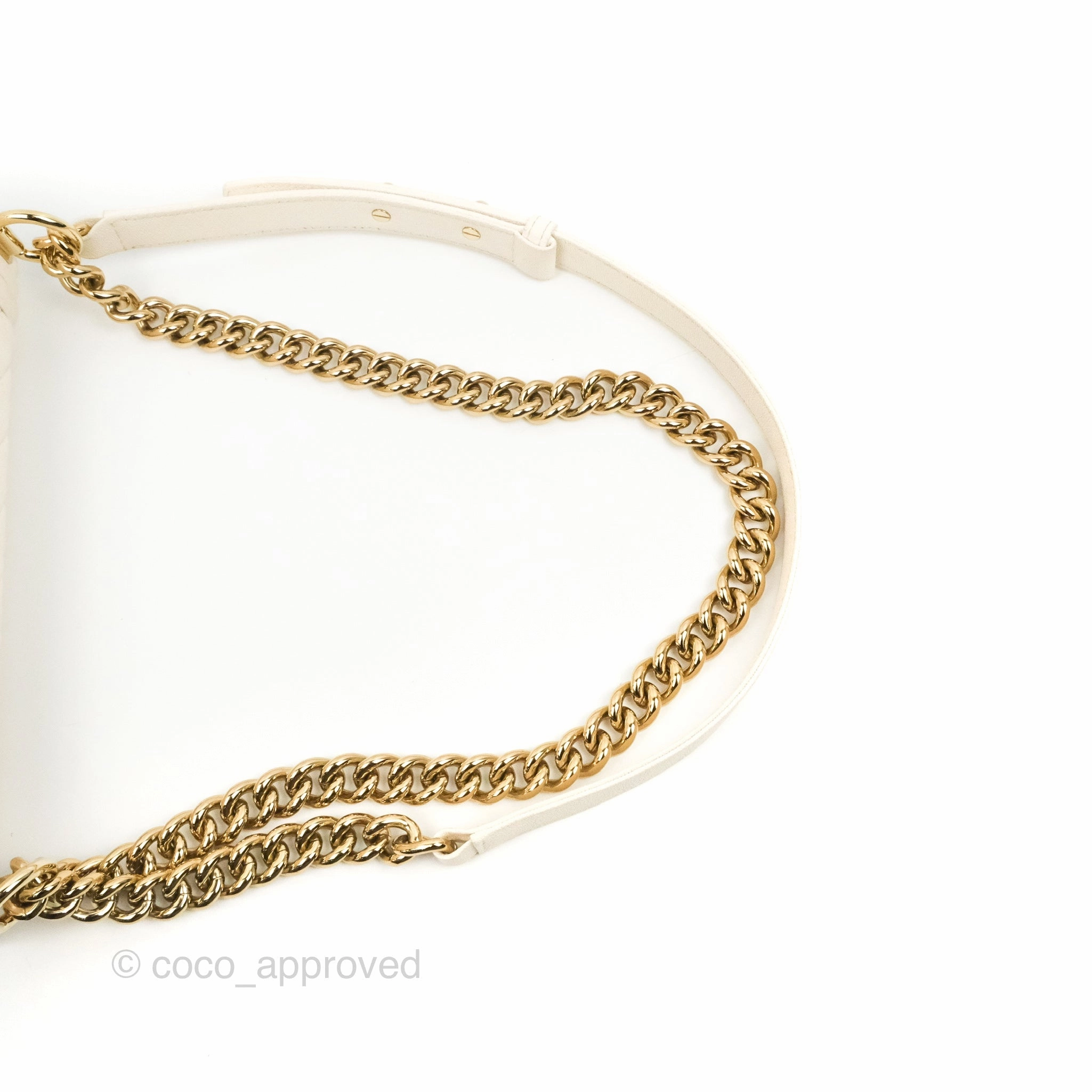 Chanel Quilted Medium Boy Ivory Caviar Gold Hardware