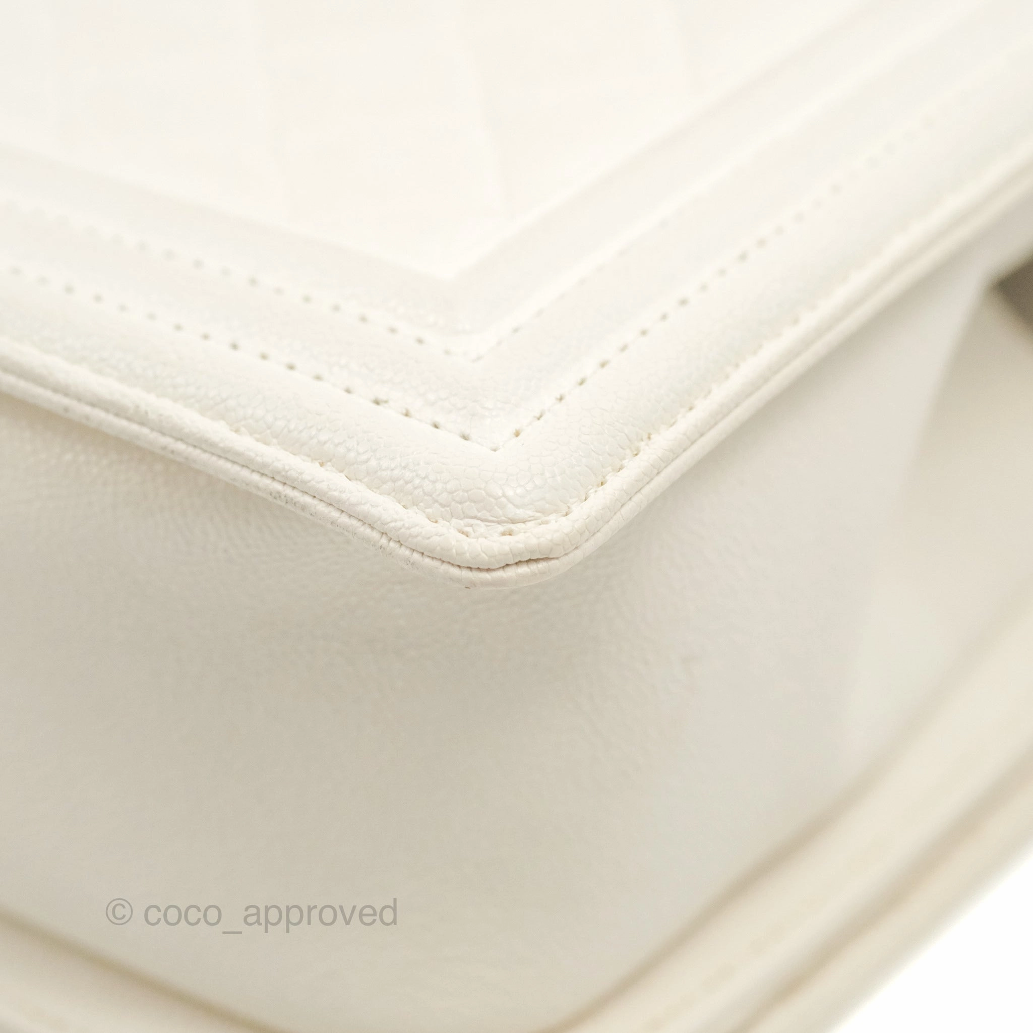 Chanel Quilted Medium Boy Ivory Caviar Gold Hardware
