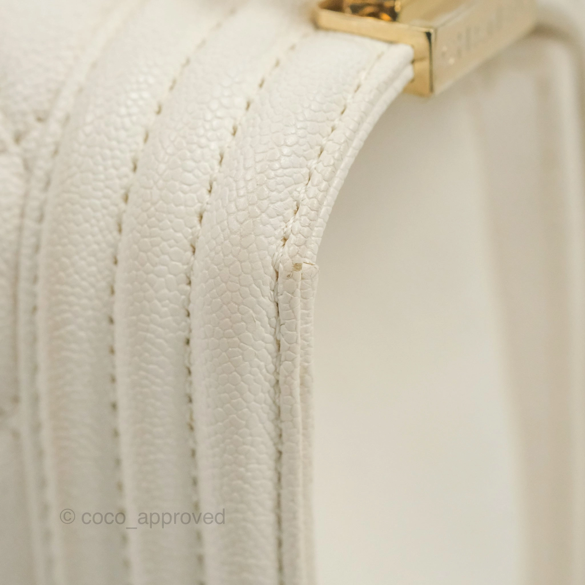 Chanel Quilted Medium Boy Ivory Caviar Gold Hardware