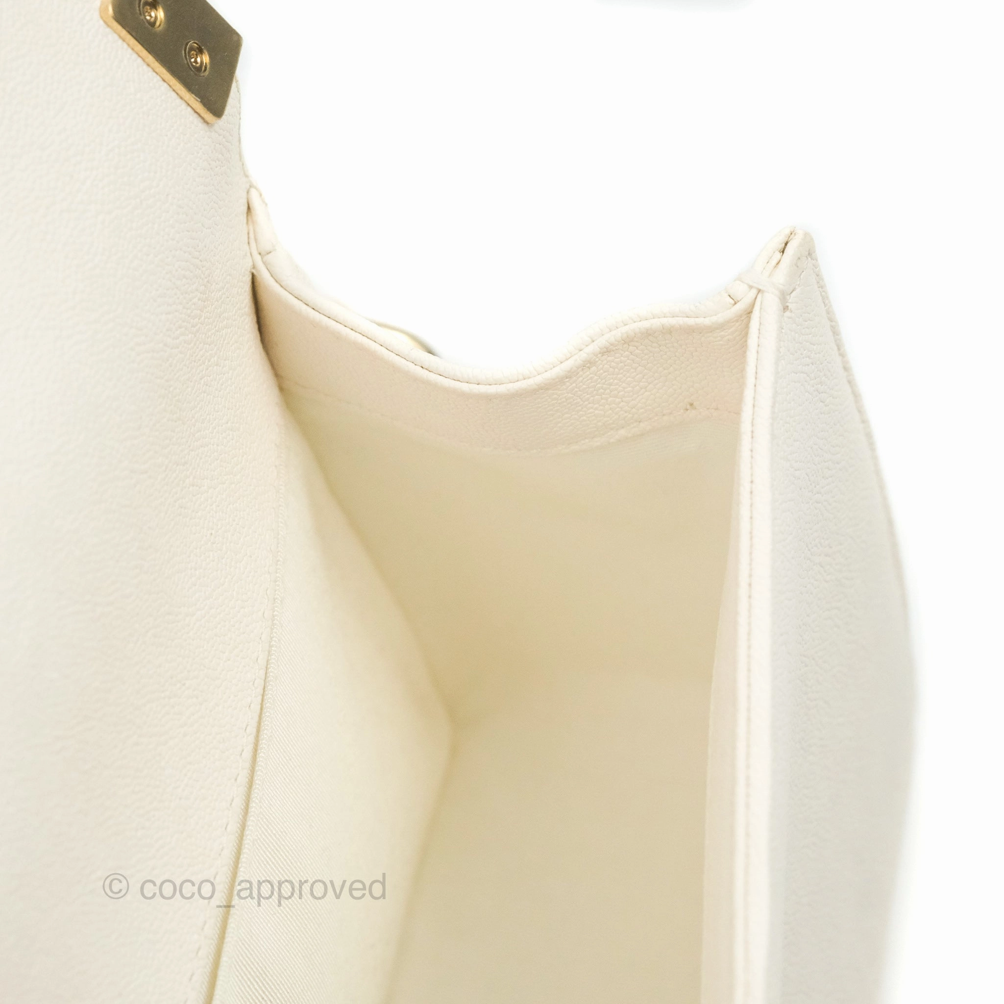 Chanel Quilted Medium Boy Ivory Caviar Gold Hardware
