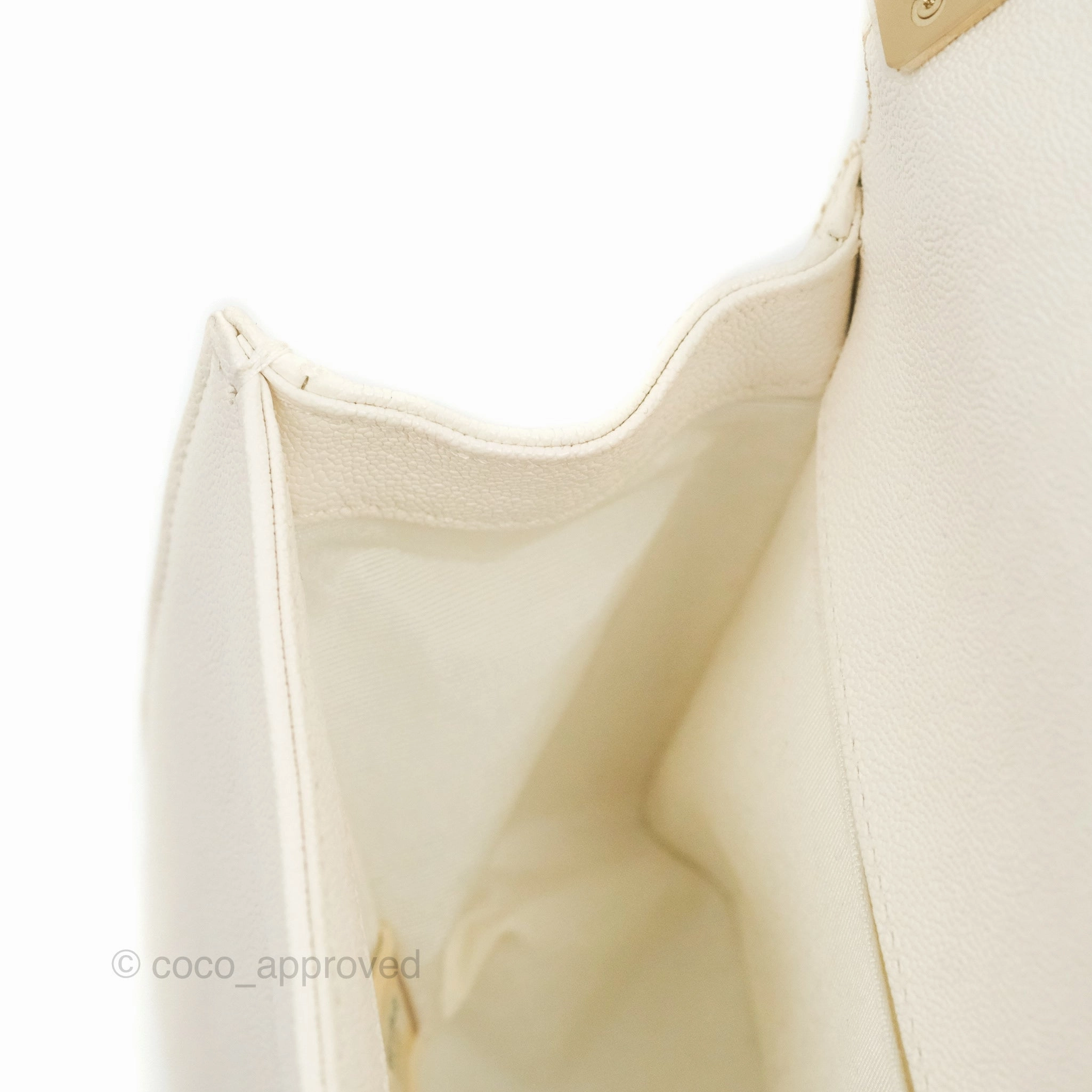 Chanel Quilted Medium Boy Ivory Caviar Gold Hardware