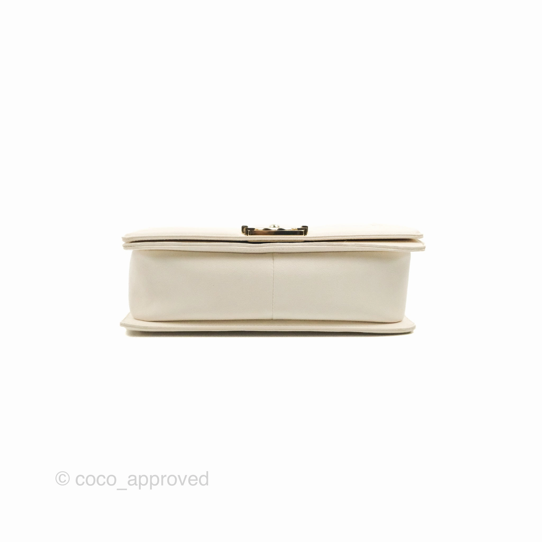 Chanel Quilted Medium Boy Ivory Caviar Gold Hardware