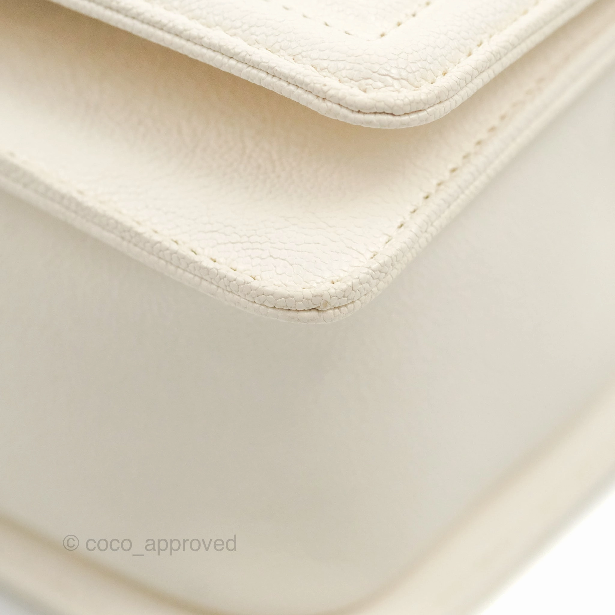 Chanel Quilted Medium Boy Ivory Caviar Gold Hardware