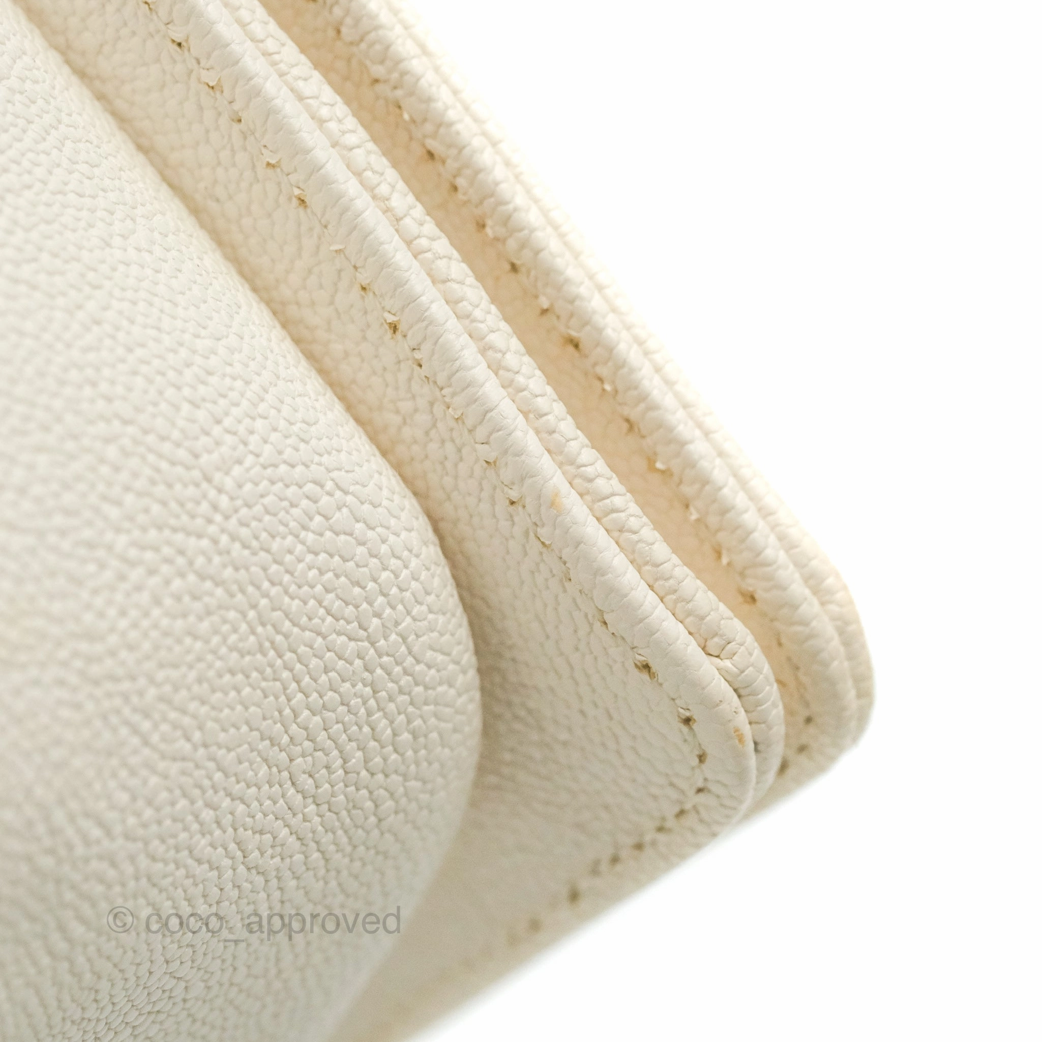 Chanel Quilted Medium Boy Ivory Caviar Gold Hardware