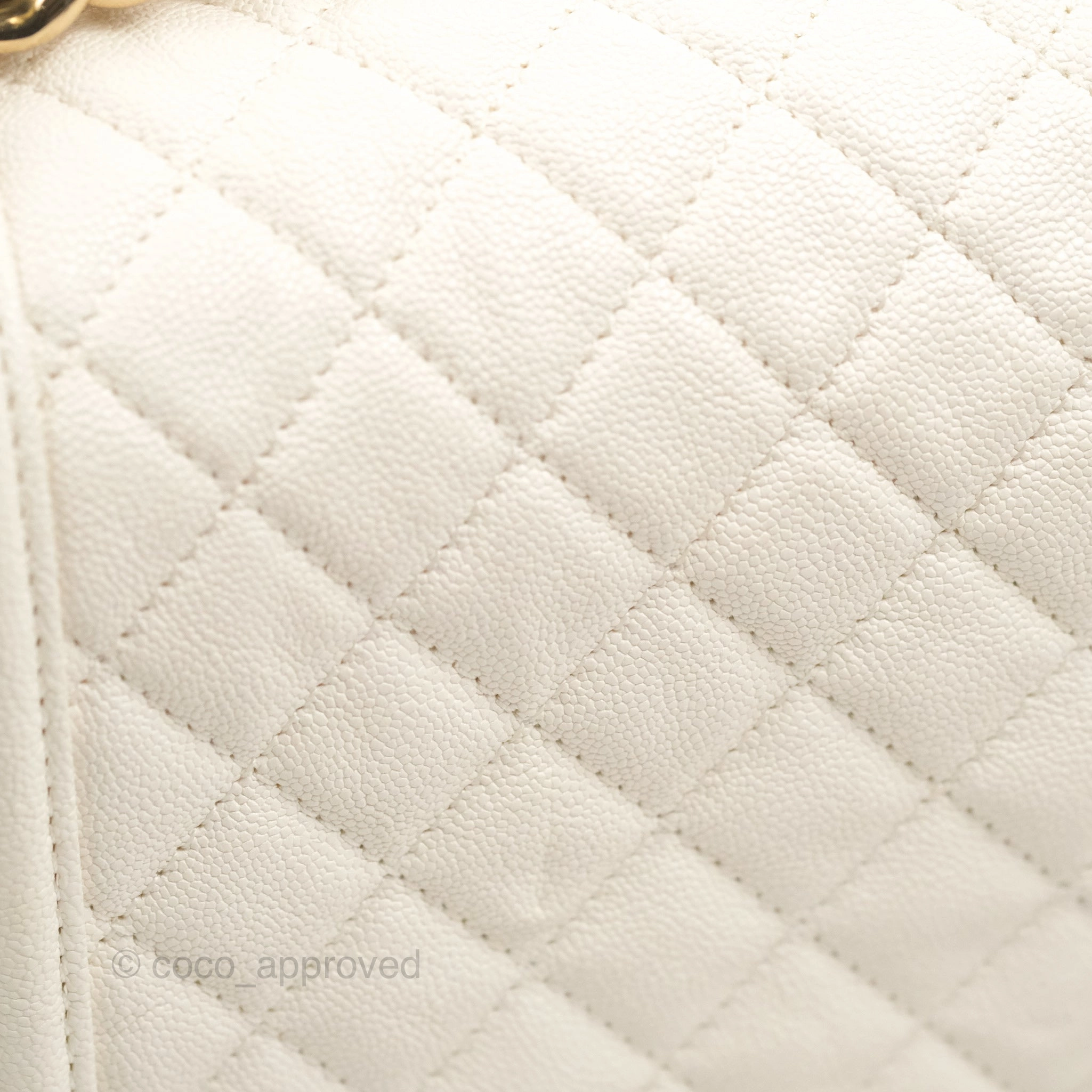 Chanel Quilted Medium Boy Ivory Caviar Gold Hardware