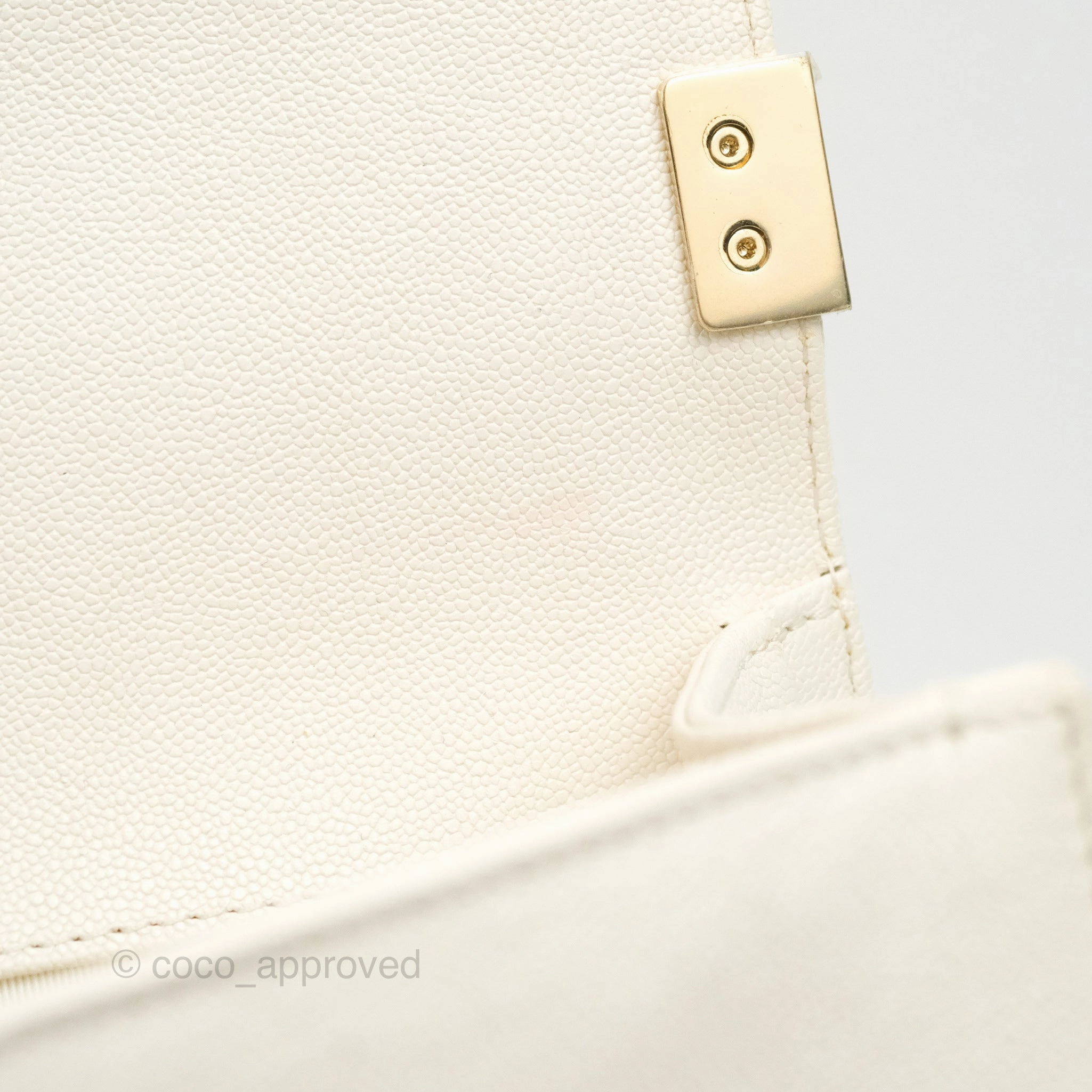 Chanel Quilted Medium Boy Ivory Caviar Gold Hardware