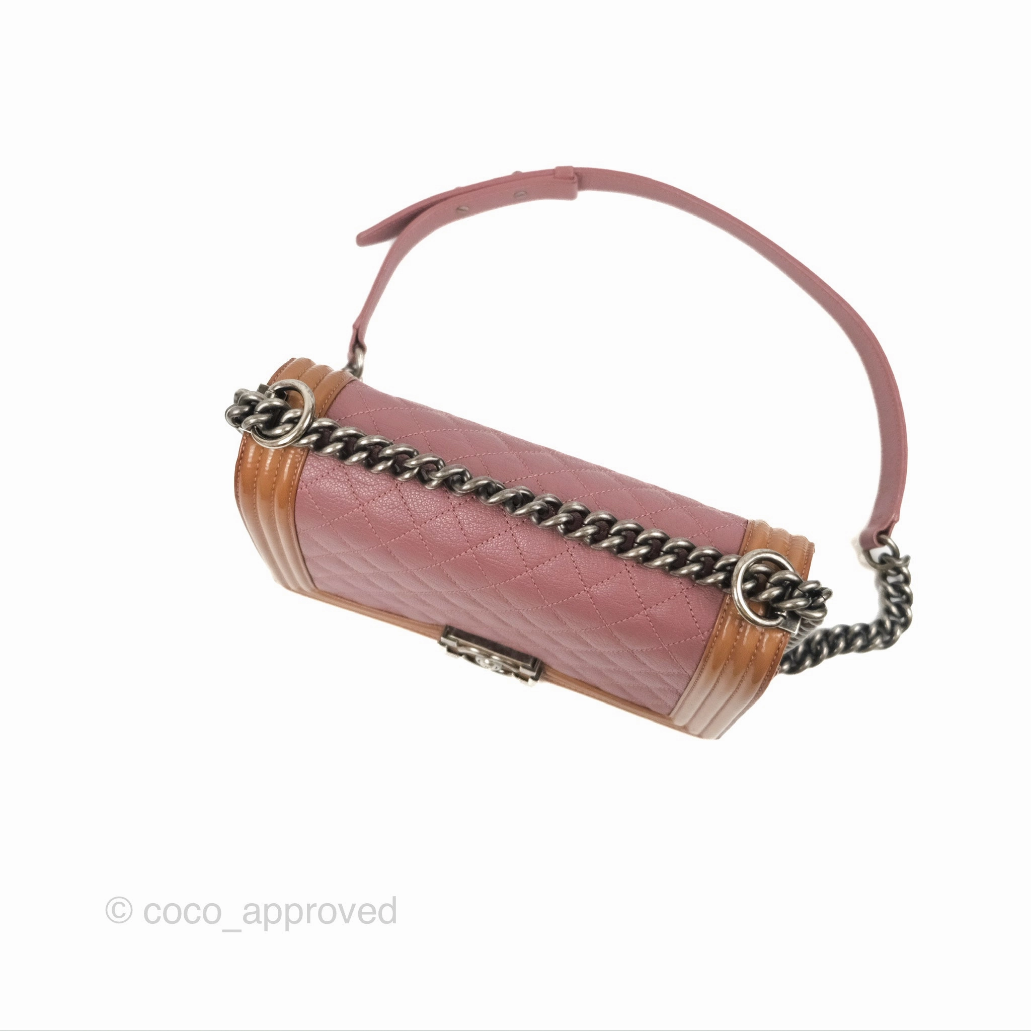 Chanel Quilted Medium Boy Plum Pink Calfskin Ruthenium Hardware