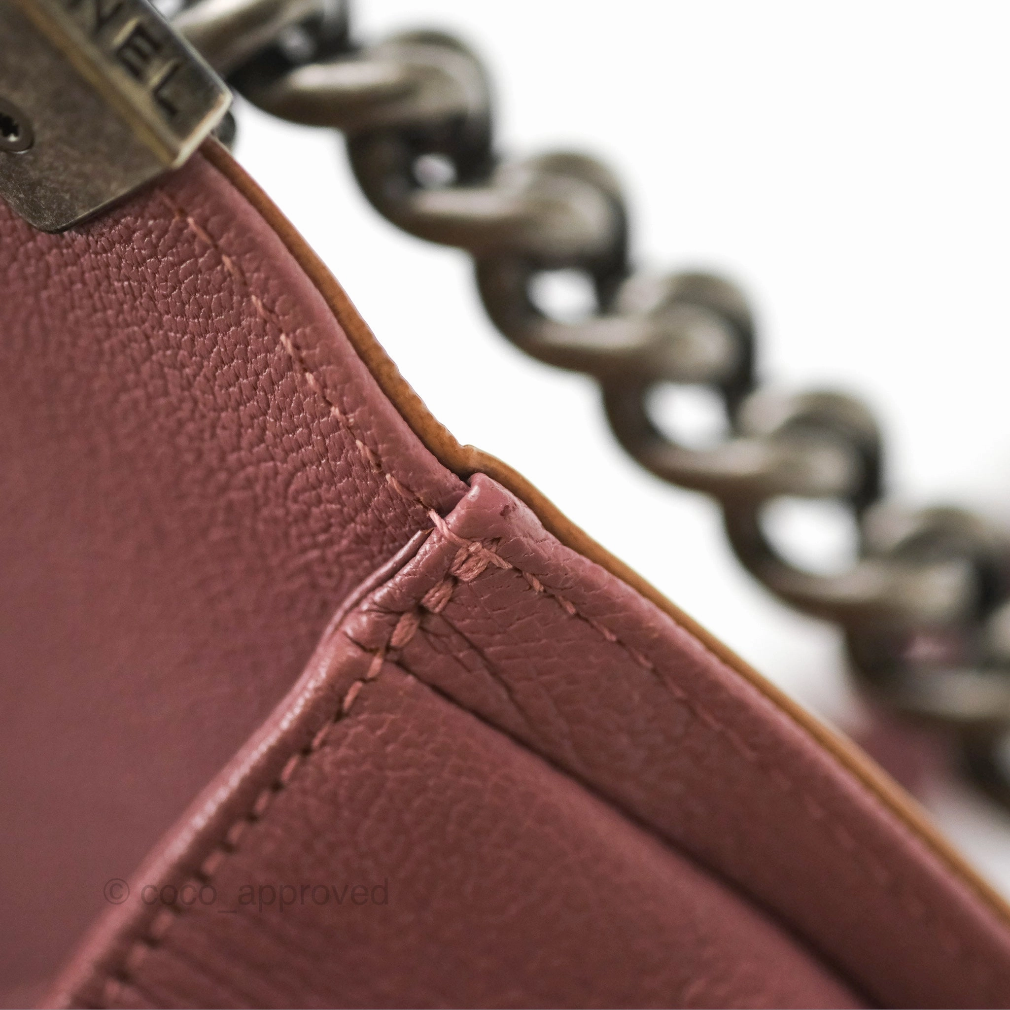 Chanel Quilted Medium Boy Plum Pink Calfskin Ruthenium Hardware